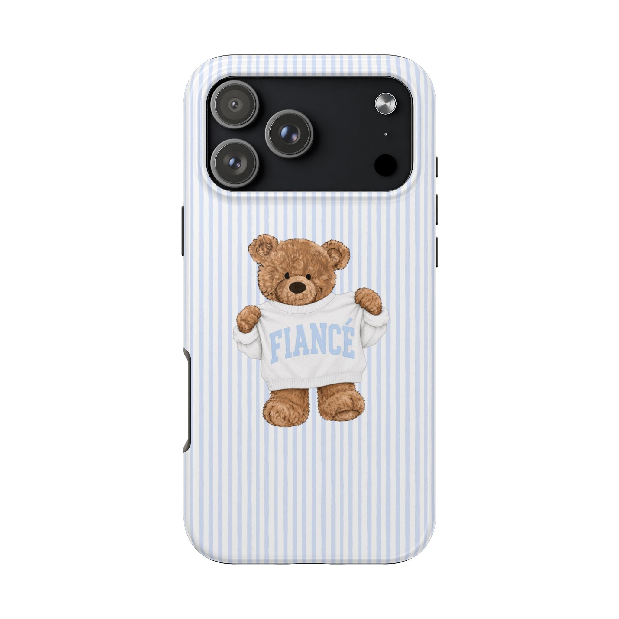 PERSONALIZED VARSITY SWEATER BLUE STRIPES FIANCE CUSTOM TEDDY BEAR NAME PHONE CASE