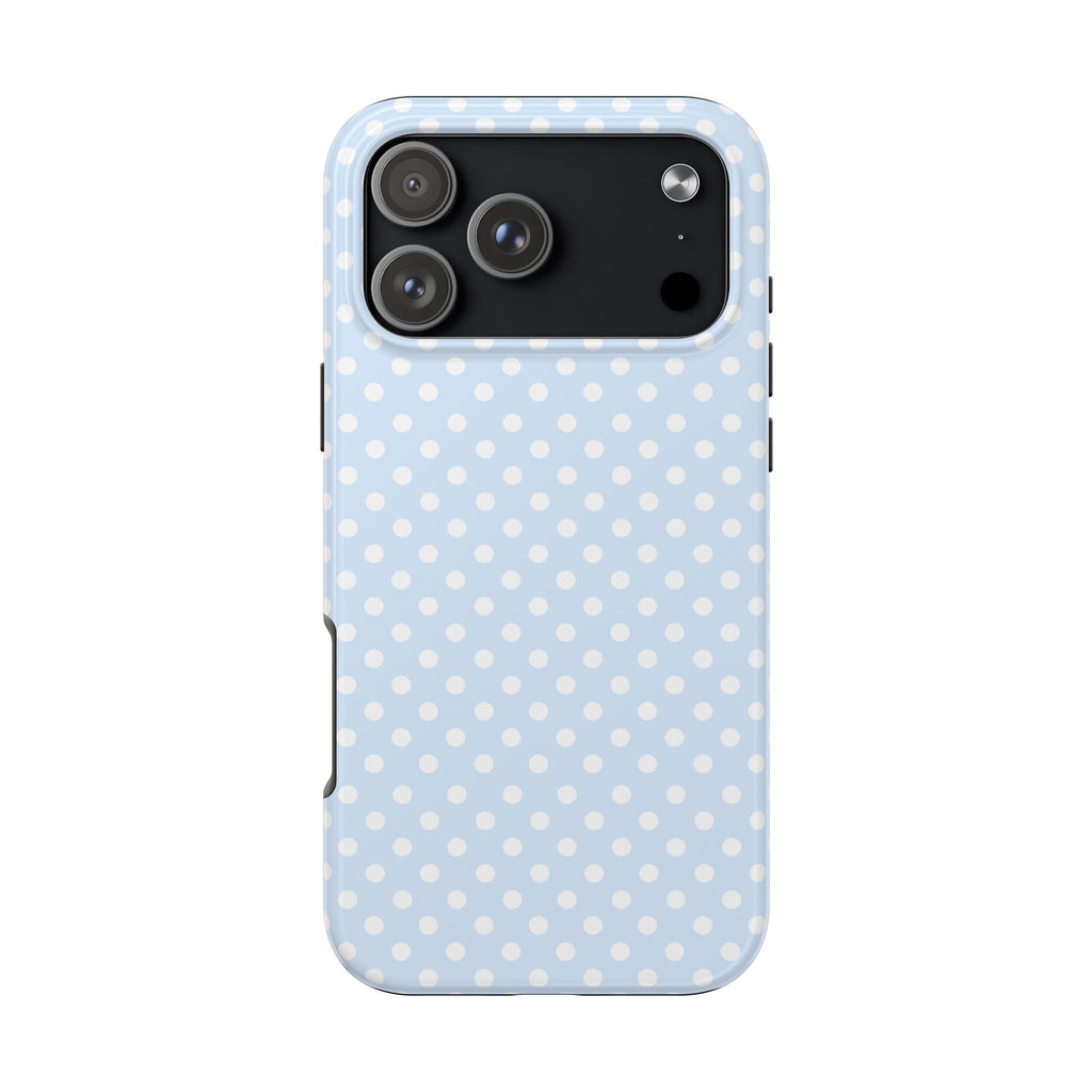 PASTEL BLUE WHITE POLKA DOTS PHONE CASE