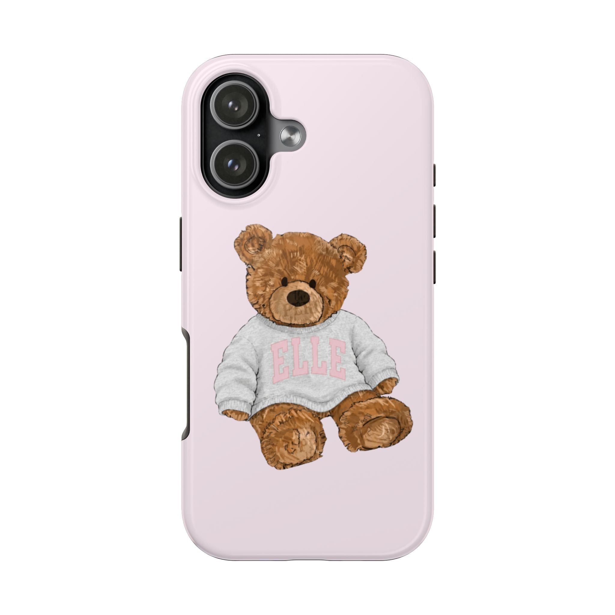 PERSONALIZED VARSITY SWEATER BABY PINK CUSTOM TEDDY BEAR NAME PHONE CASE