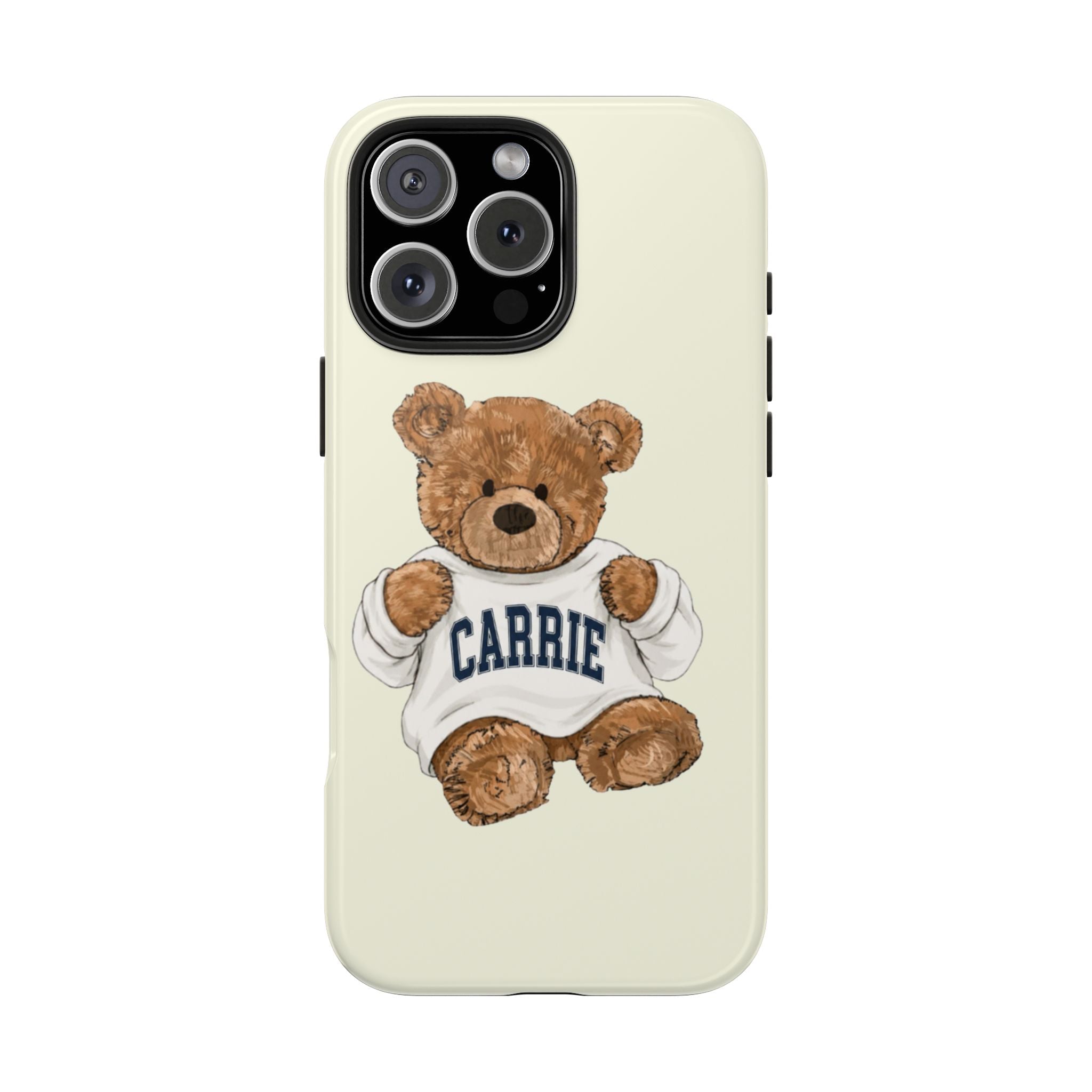 PERSONALIZED VARSITY SWEATER IVORY CUSTOM TEDDY BEAR NAME PHONE CASE