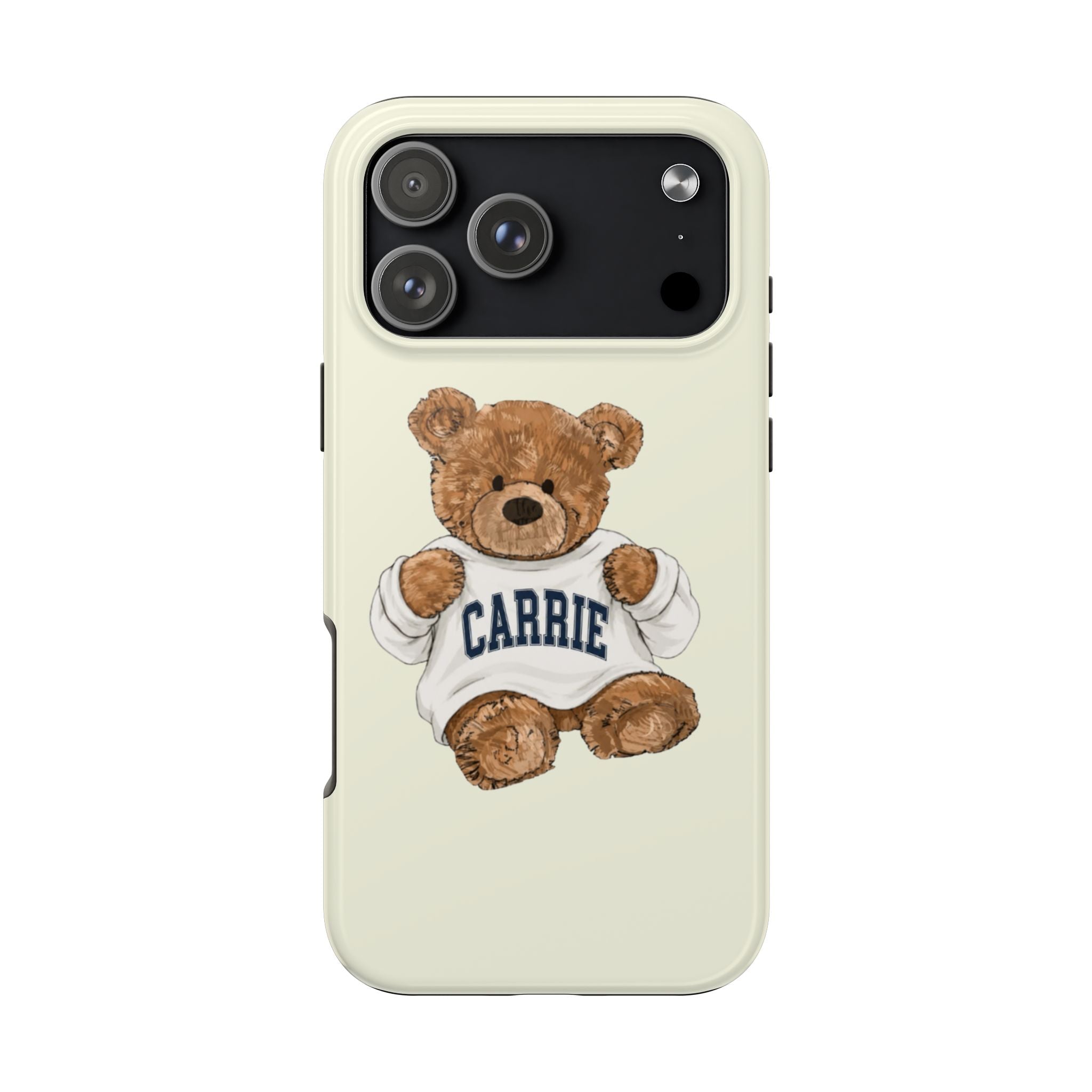 PERSONALIZED VARSITY SWEATER IVORY CUSTOM TEDDY BEAR NAME PHONE CASE