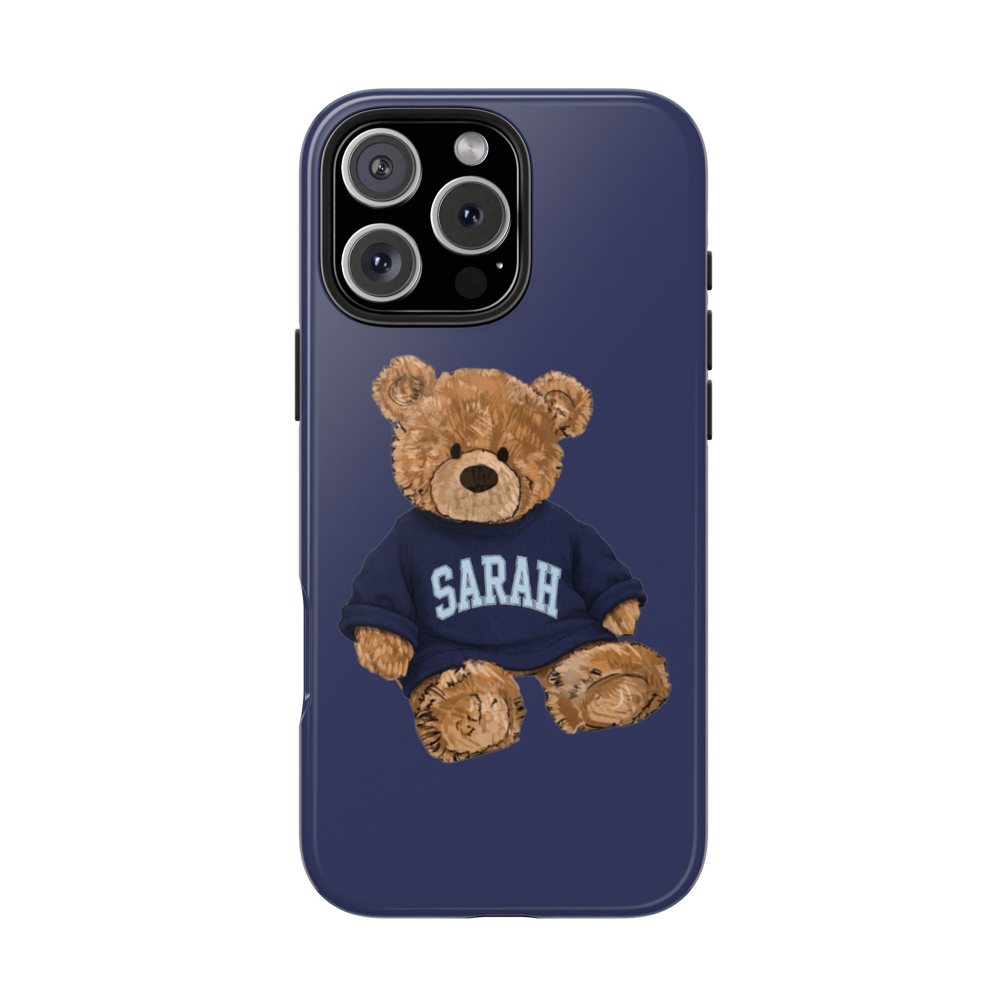PERSONALIZED VARSITY SWEATER NAVY BLUE CUSTOM TEDDY BEAR NAME PHONE CASE