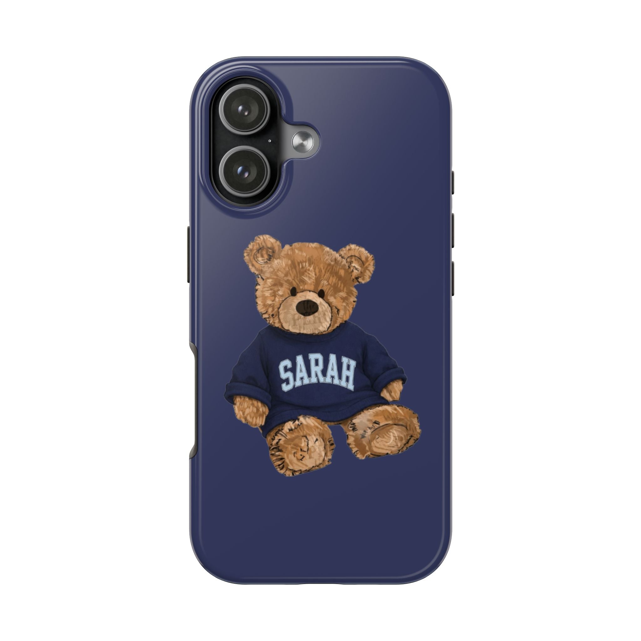 PERSONALIZED VARSITY SWEATER NAVY BLUE CUSTOM TEDDY BEAR NAME PHONE CASE