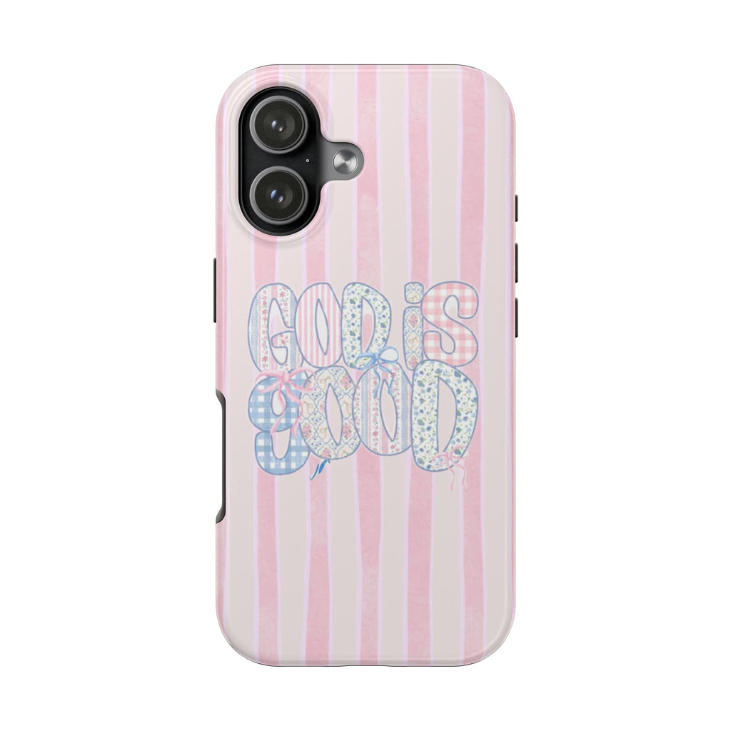 PINK STRIPES GOD IS GOOD PHONE CASE