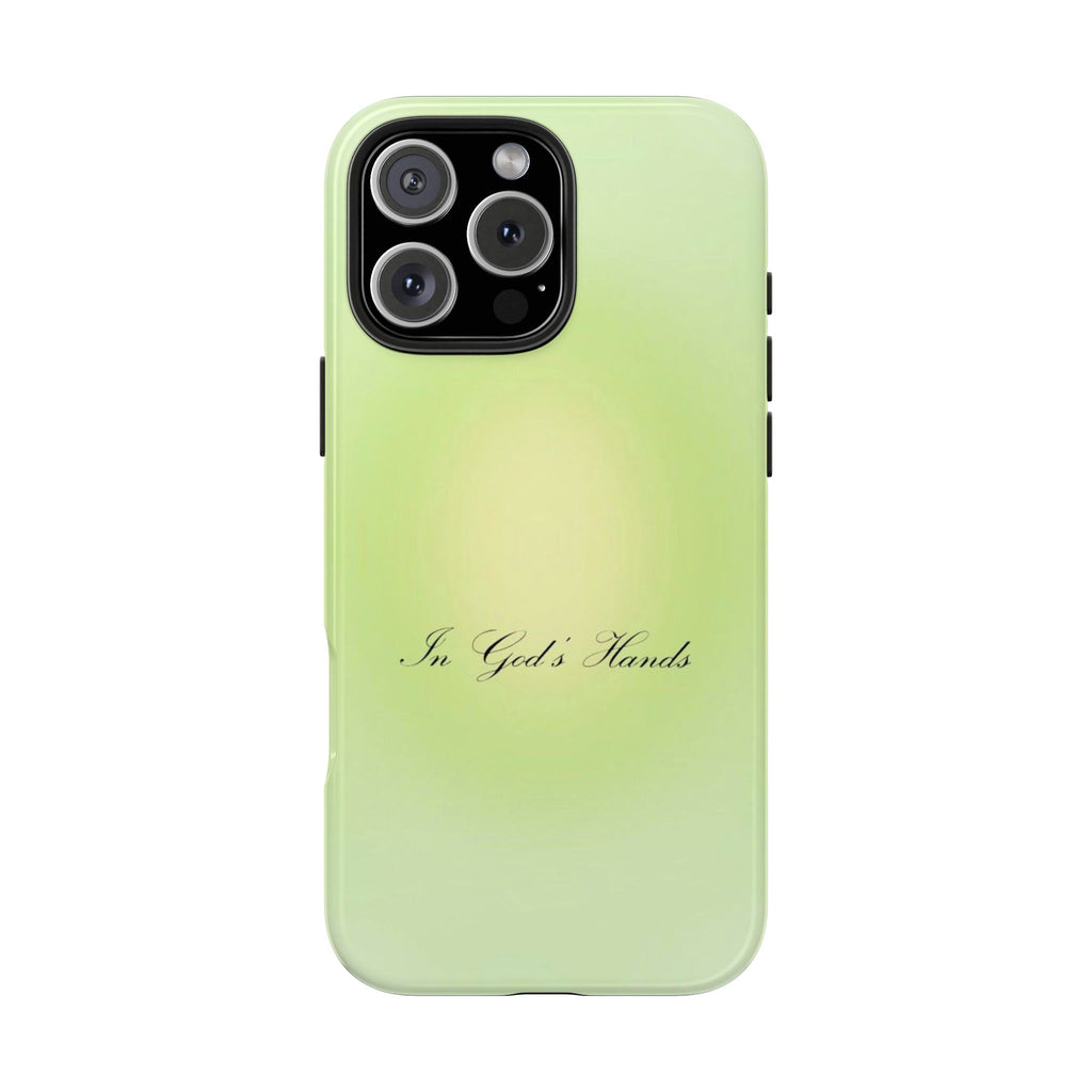 LIME GREEN AURA IN GOD'S HANDS PHONE CASE