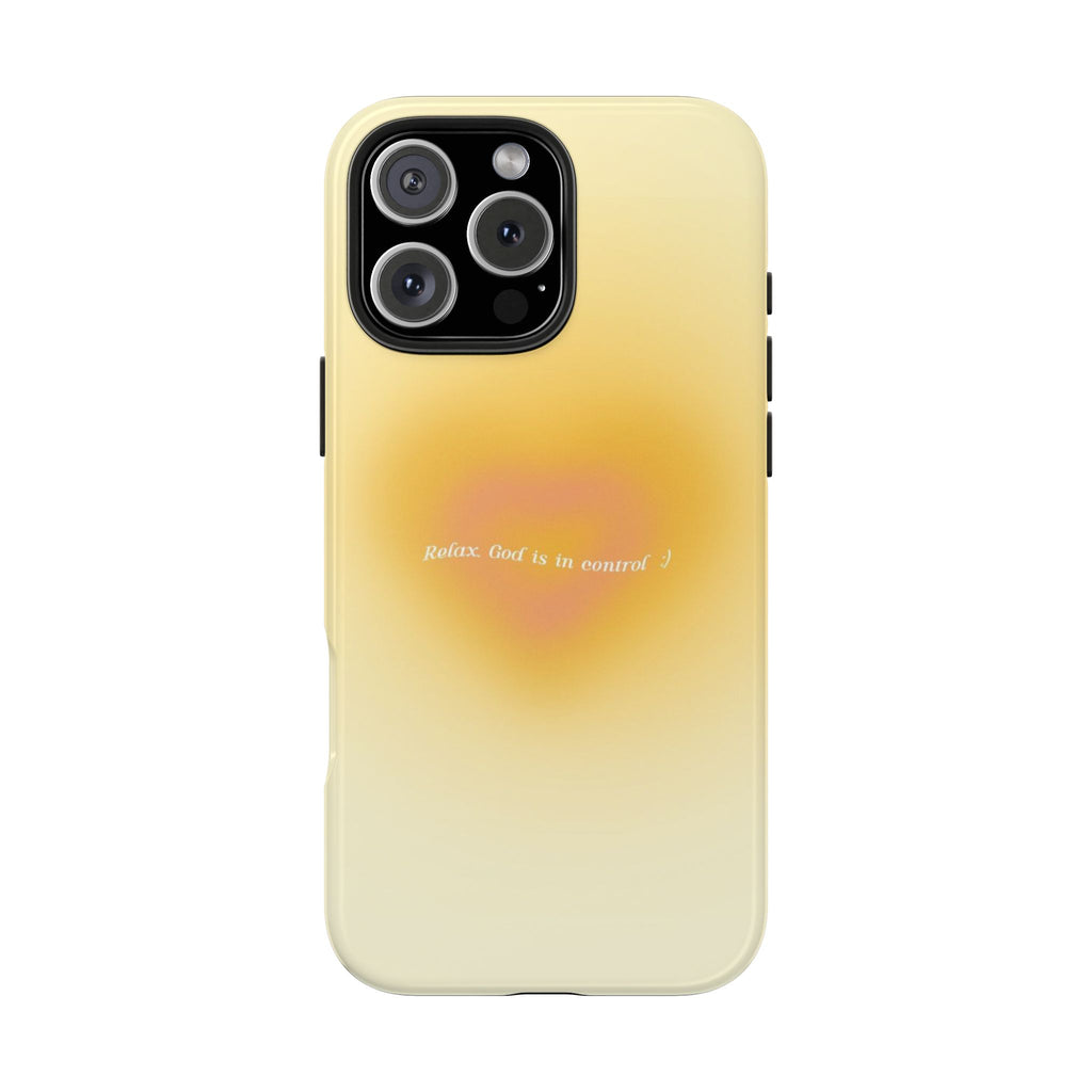 YELLOW AURA RELAX GOD IS IN CONTROL PHONE CASE