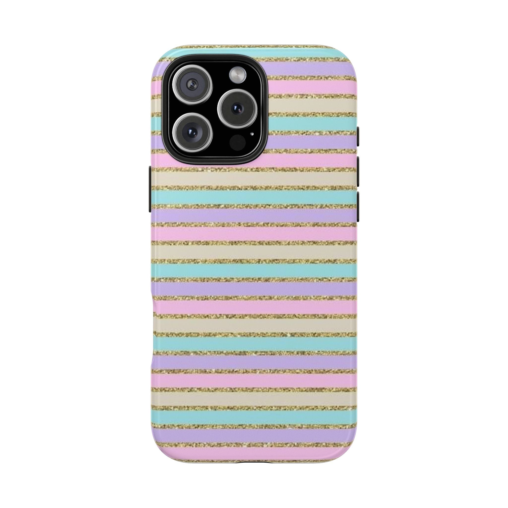 PASTEL GOLD GLITTER STRIPES PHONE CASE