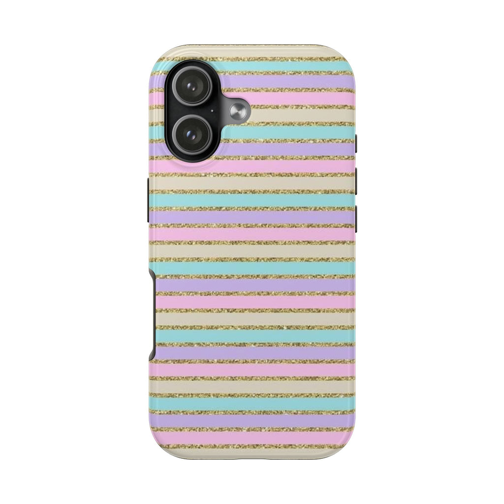 PASTEL GOLD GLITTER STRIPES PHONE CASE