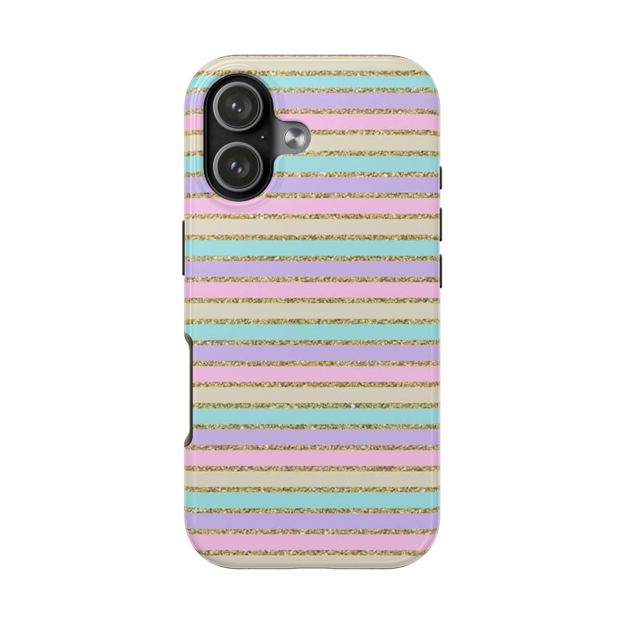 PASTEL GOLD GLITTER STRIPES PHONE CASE