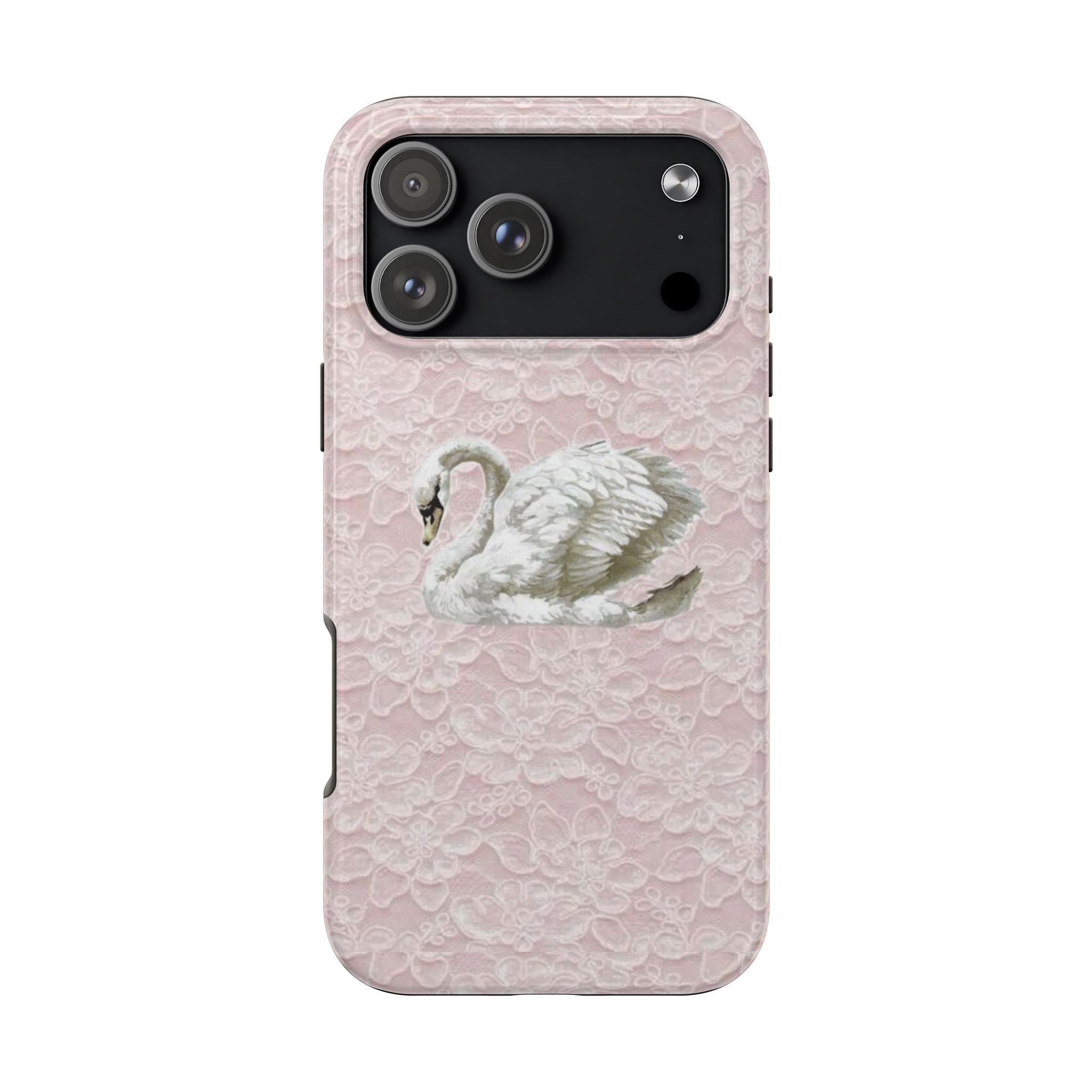 PINK LACE SWAN PHONE CASE