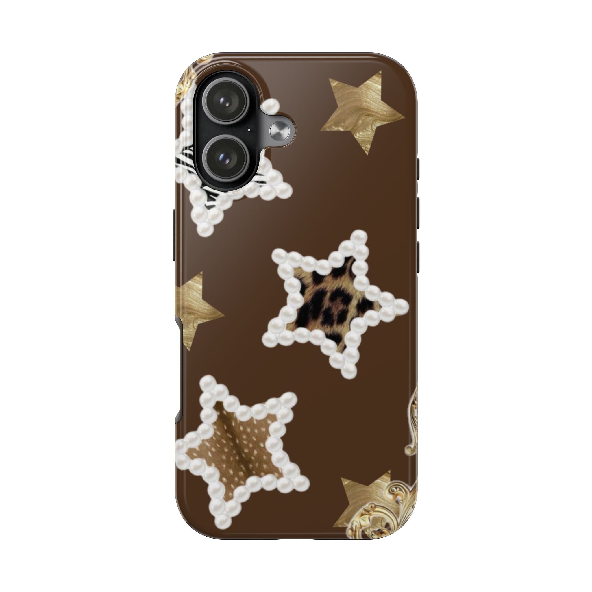 BROWN ANIMAL PRINT STARS PHONE CASE