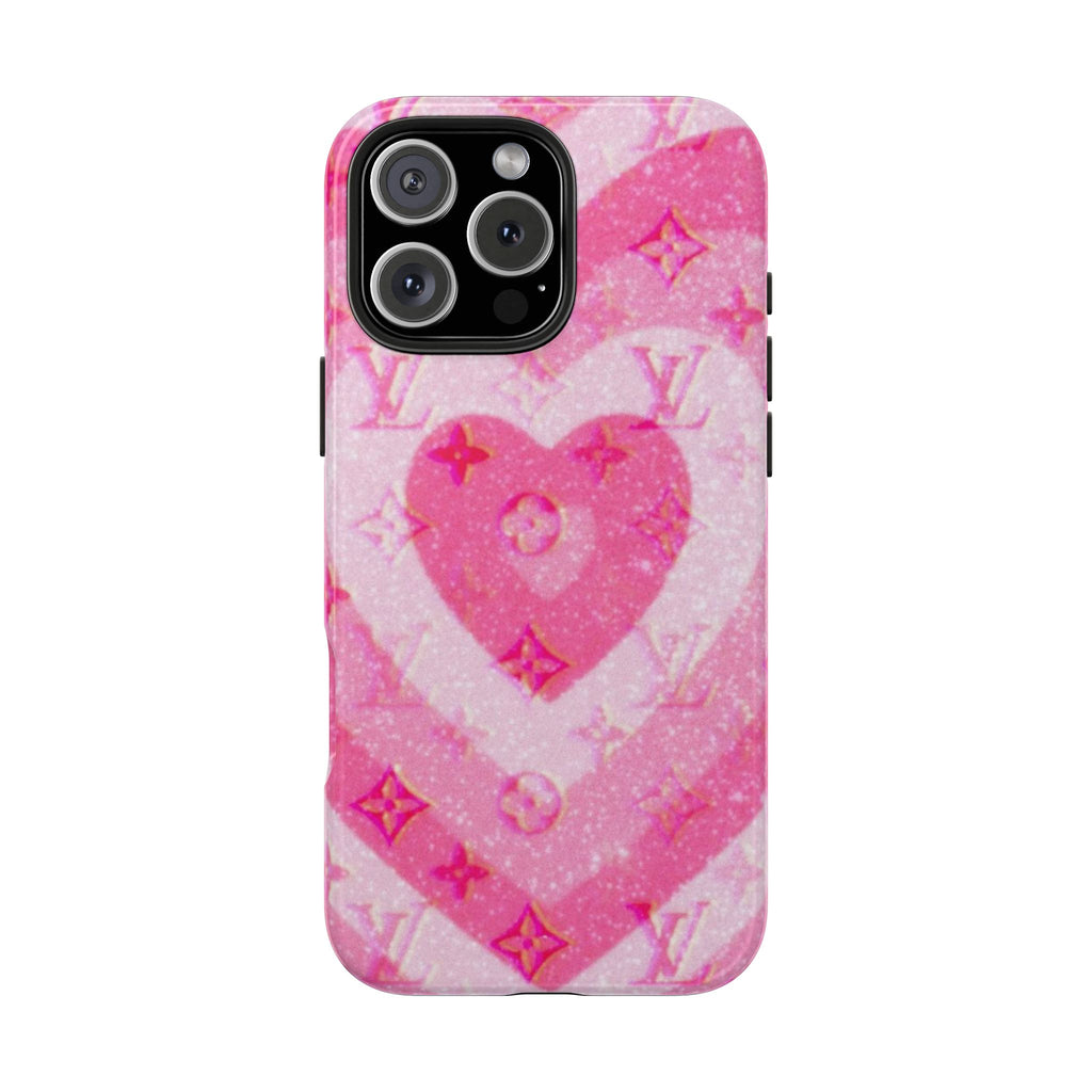 PINK LV HEART PHONE CASE