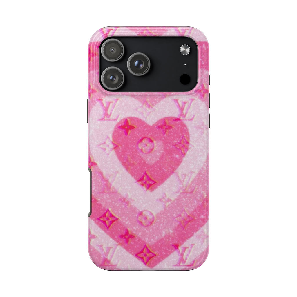 PINK LV HEART PHONE CASE