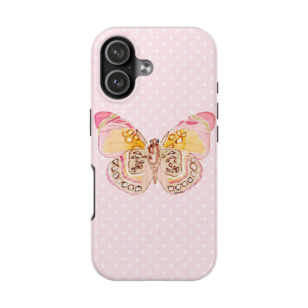 BABY PINK POLKA DOTS BUTTERFLY PHONE CASE