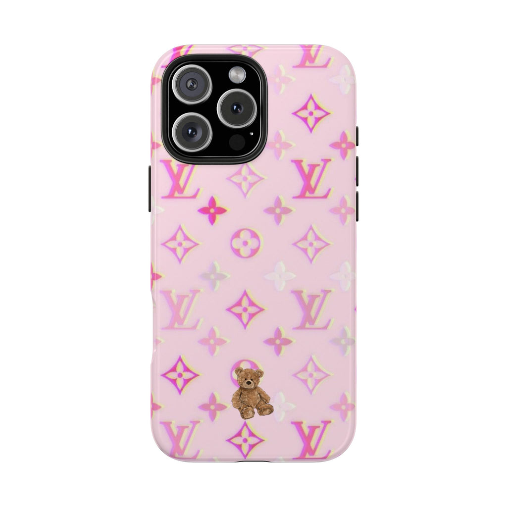 BABY PINK LV MINI TEDDY BEAR PHONE CASE