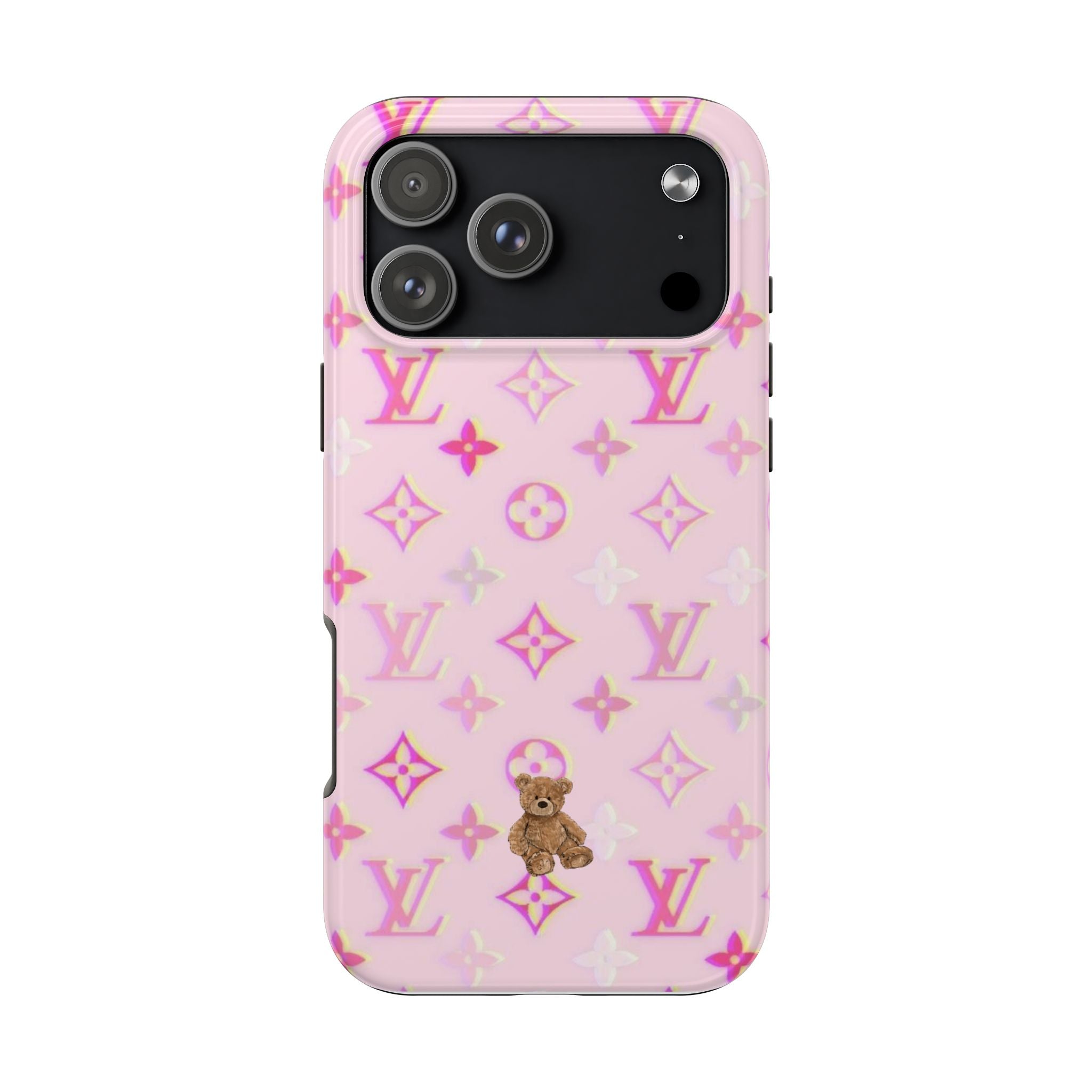 BABY PINK LV MINI TEDDY BEAR PHONE CASE