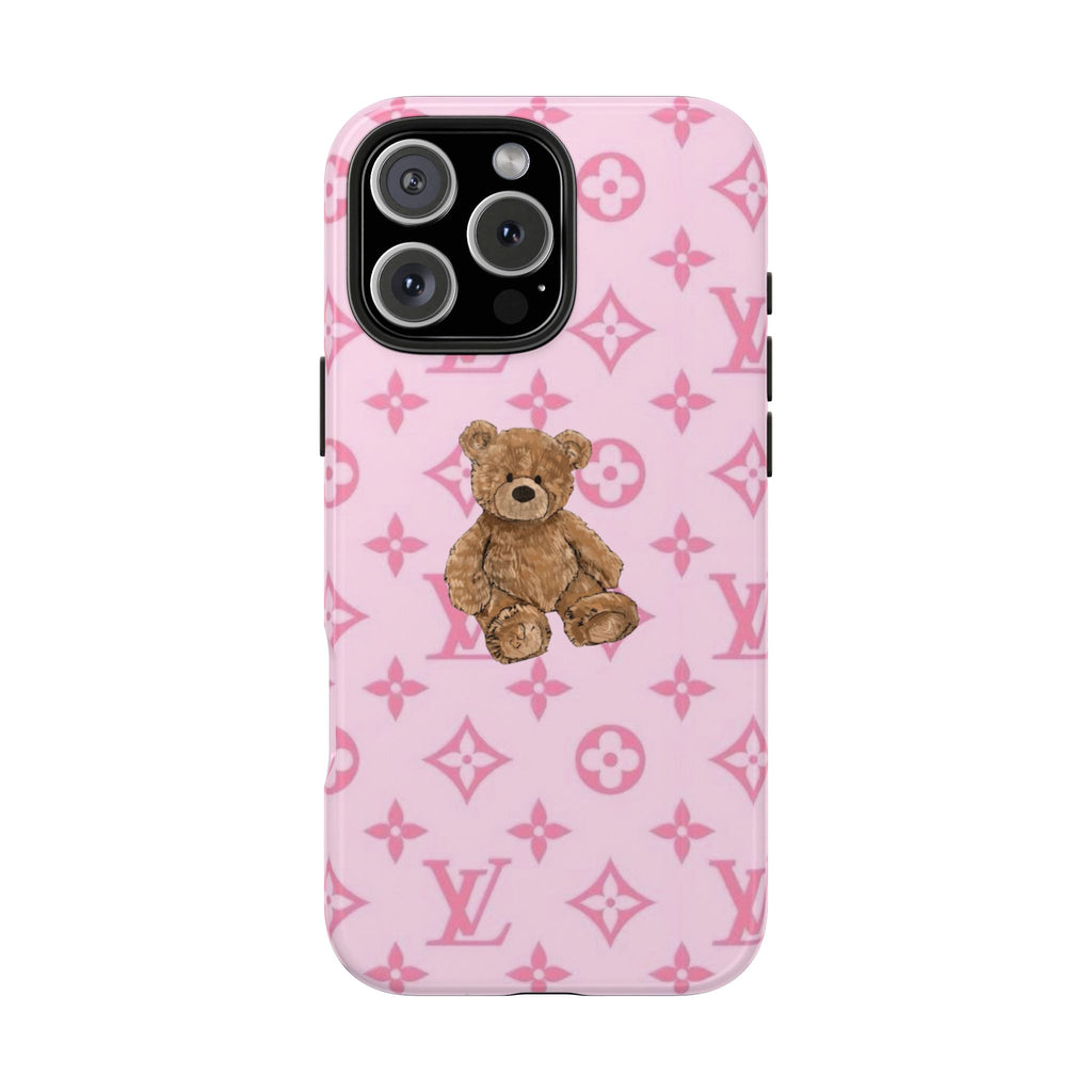 PINK LV TEDDY BEAR PHONE CASE