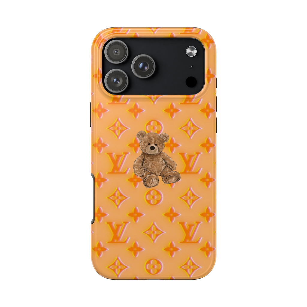 ORANGE LV TEDDY BEAR PHONE CASE