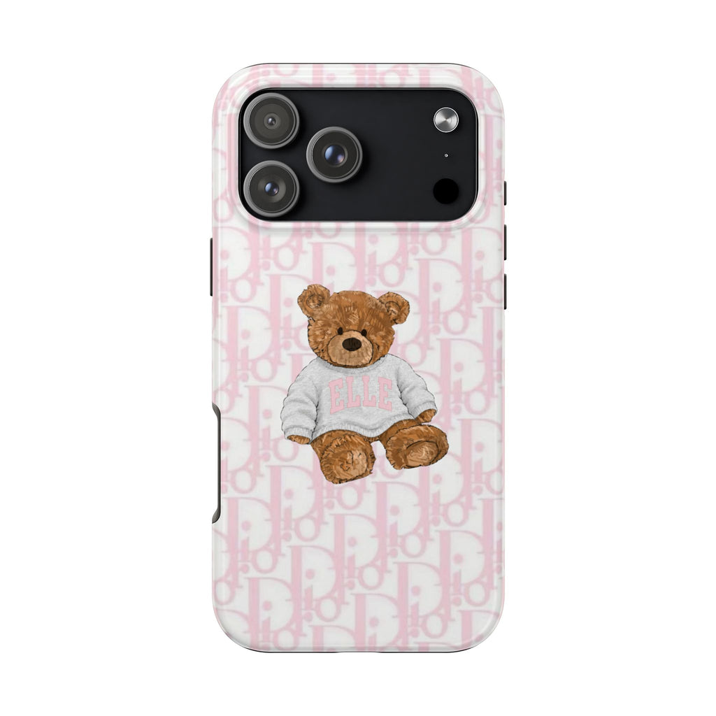 PERSONALIZED CUSTOM NAME PINK DIOR TEDDY BEAR PHONE CASE