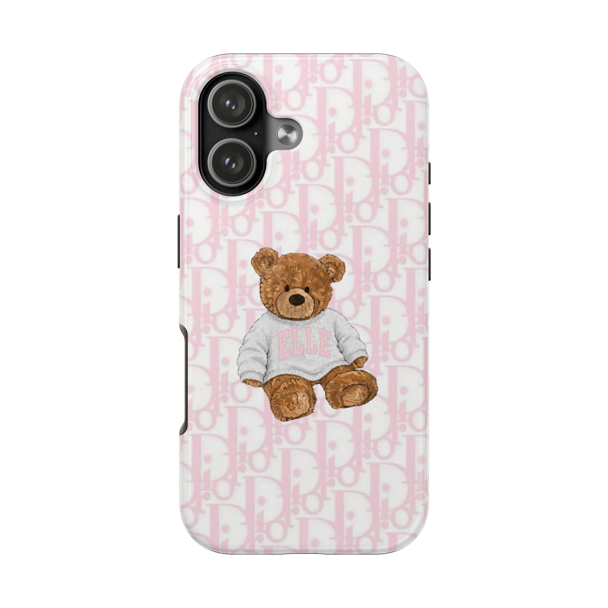 PERSONALIZED CUSTOM NAME PINK DIOR TEDDY BEAR PHONE CASE