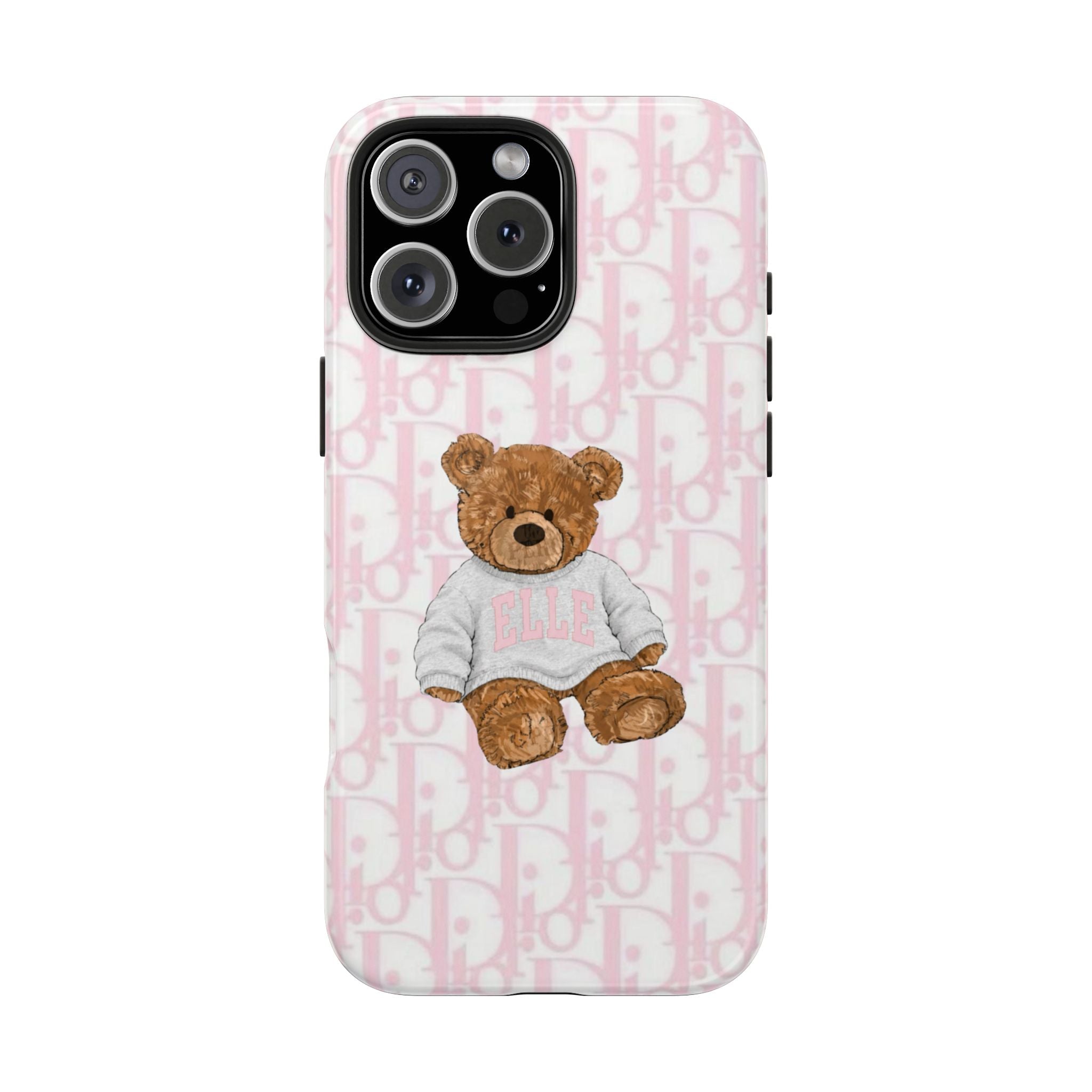 PERSONALIZED CUSTOM NAME PINK DIOR TEDDY BEAR PHONE CASE