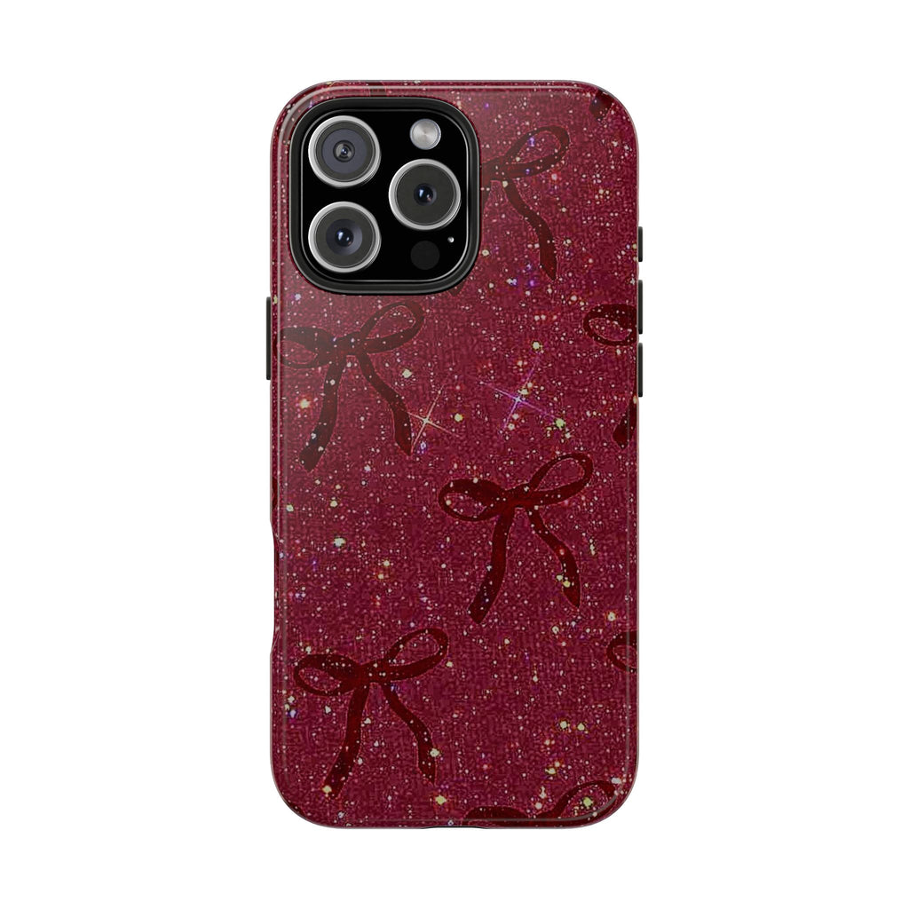 RED GLITTER BOWS PHONE CASE