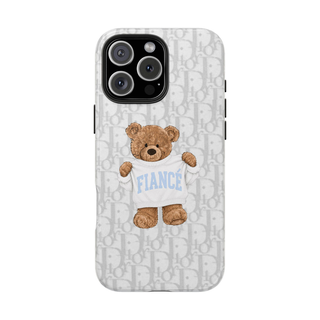 PERSONALIZED CUSTOM NAME GRAY DIOR TEDDY BEAR PHONE CASE