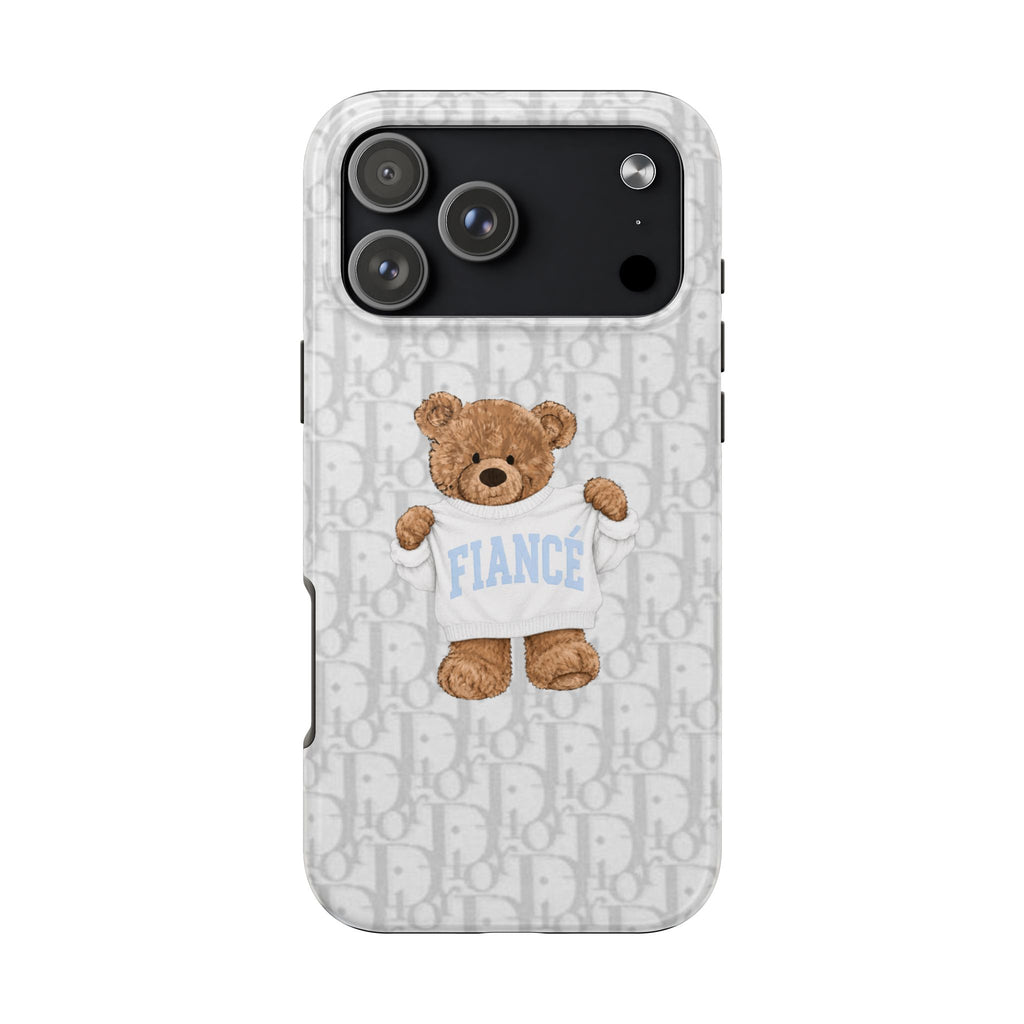 PERSONALIZED CUSTOM NAME GRAY DIOR TEDDY BEAR PHONE CASE
