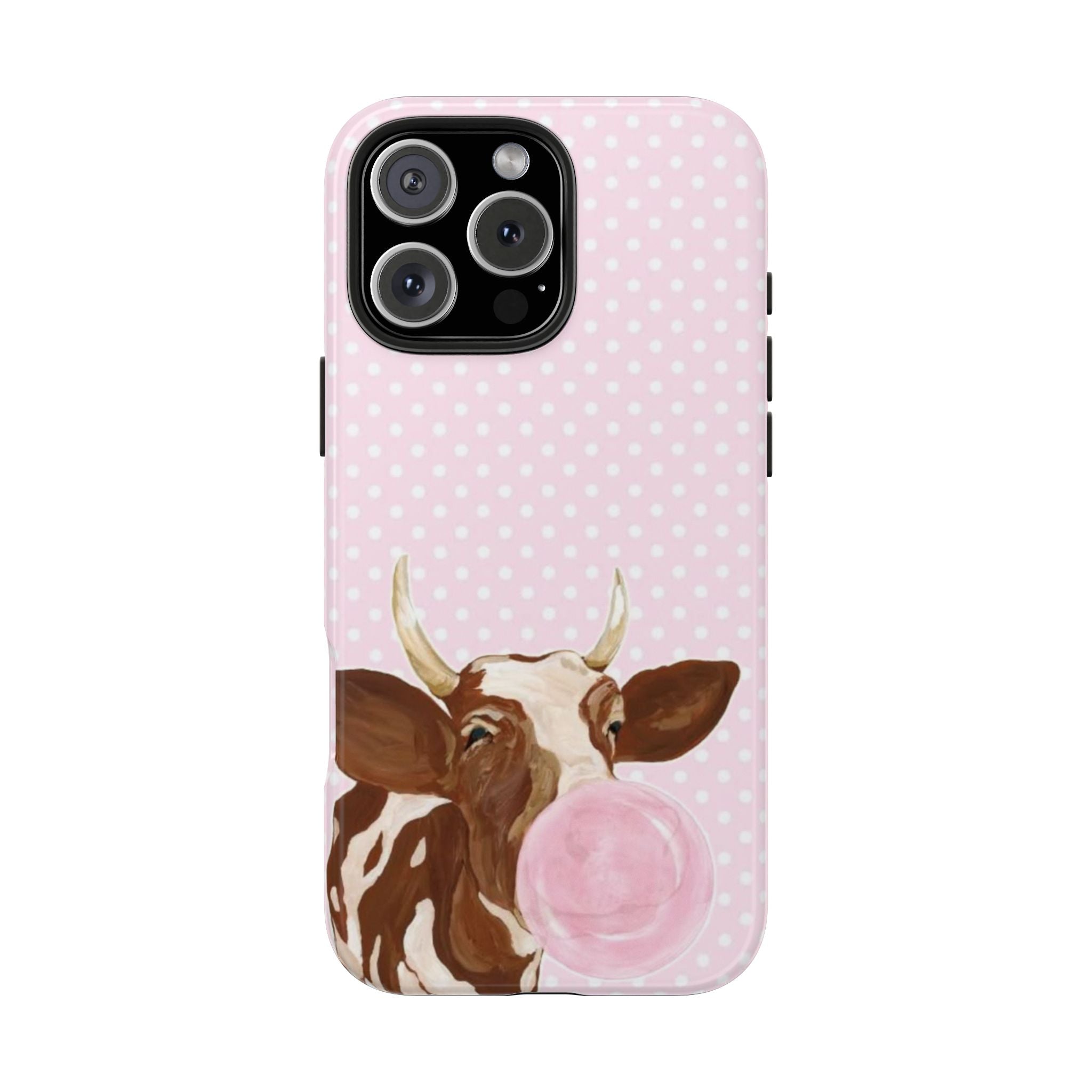PINK POLKA DOTS BUBBLEGUM COW COUNTRY PHONE CASE
