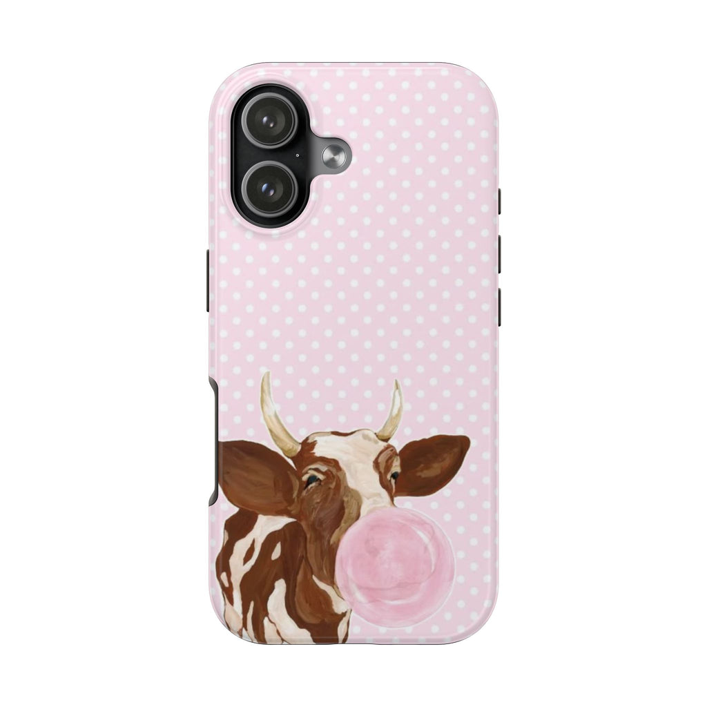 PINK POLKA DOTS BUBBLEGUM COW COUNTRY PHONE CASE