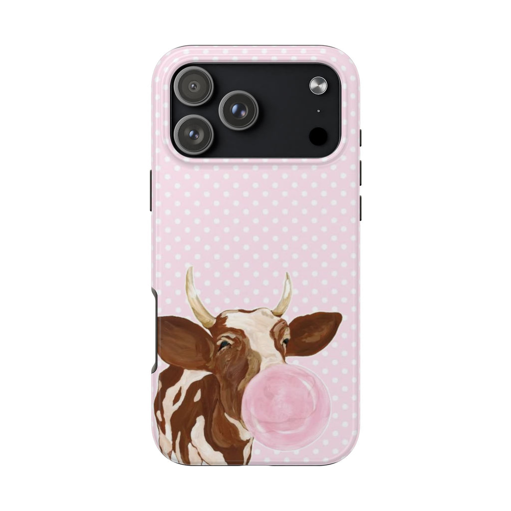 PINK POLKA DOTS BUBBLEGUM COW COUNTRY PHONE CASE