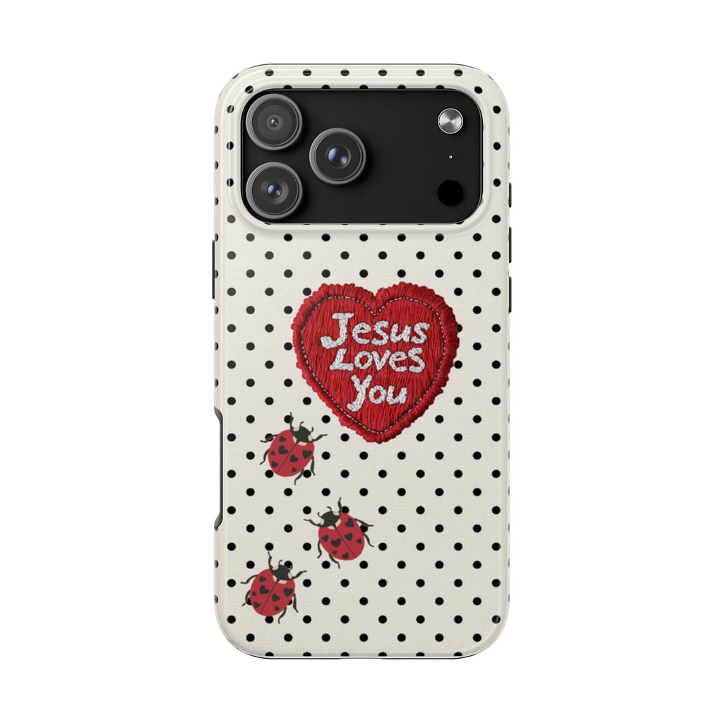 JESUS LOVES YOU POLKA DOTS LADYBUGS PHONE CASE