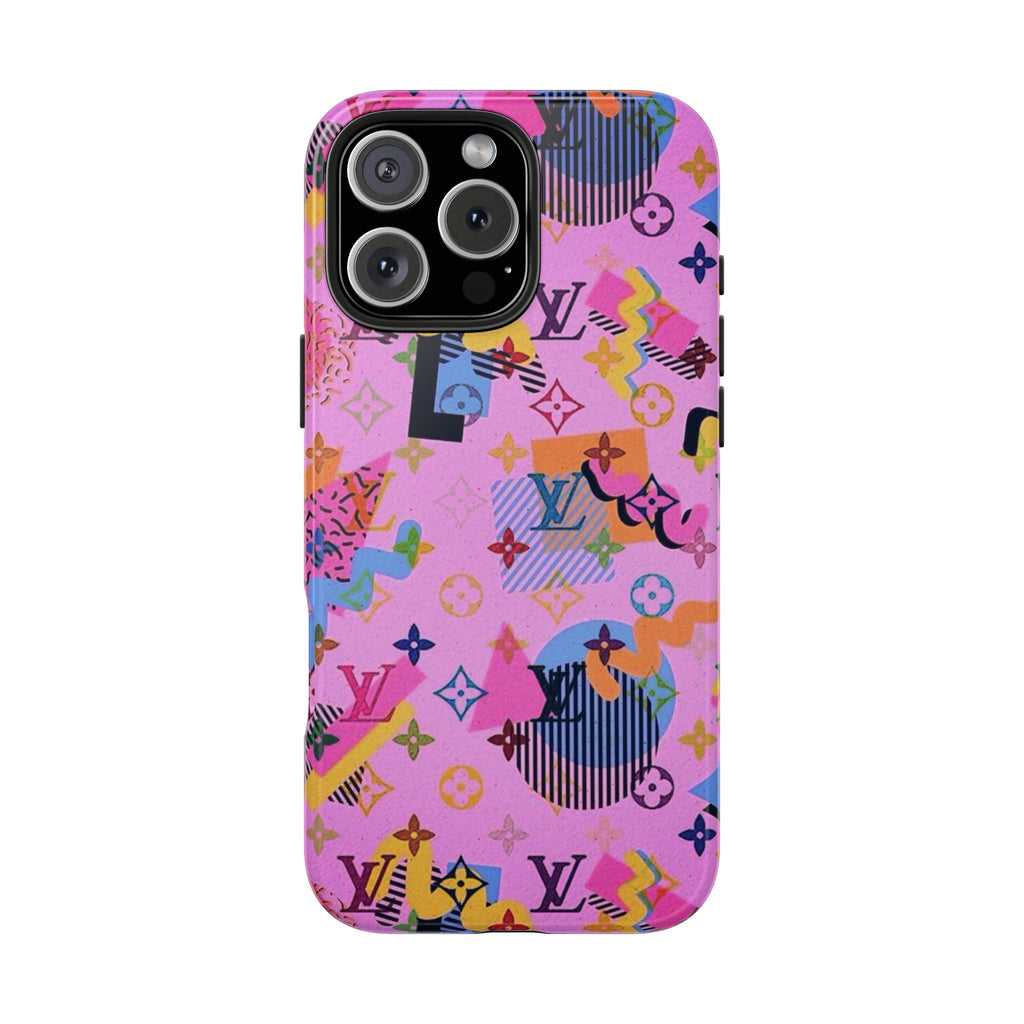 PINK 80'S LV PHONE CASE