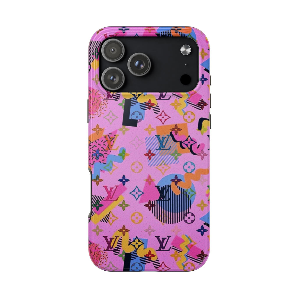 PINK 80'S LV PHONE CASE