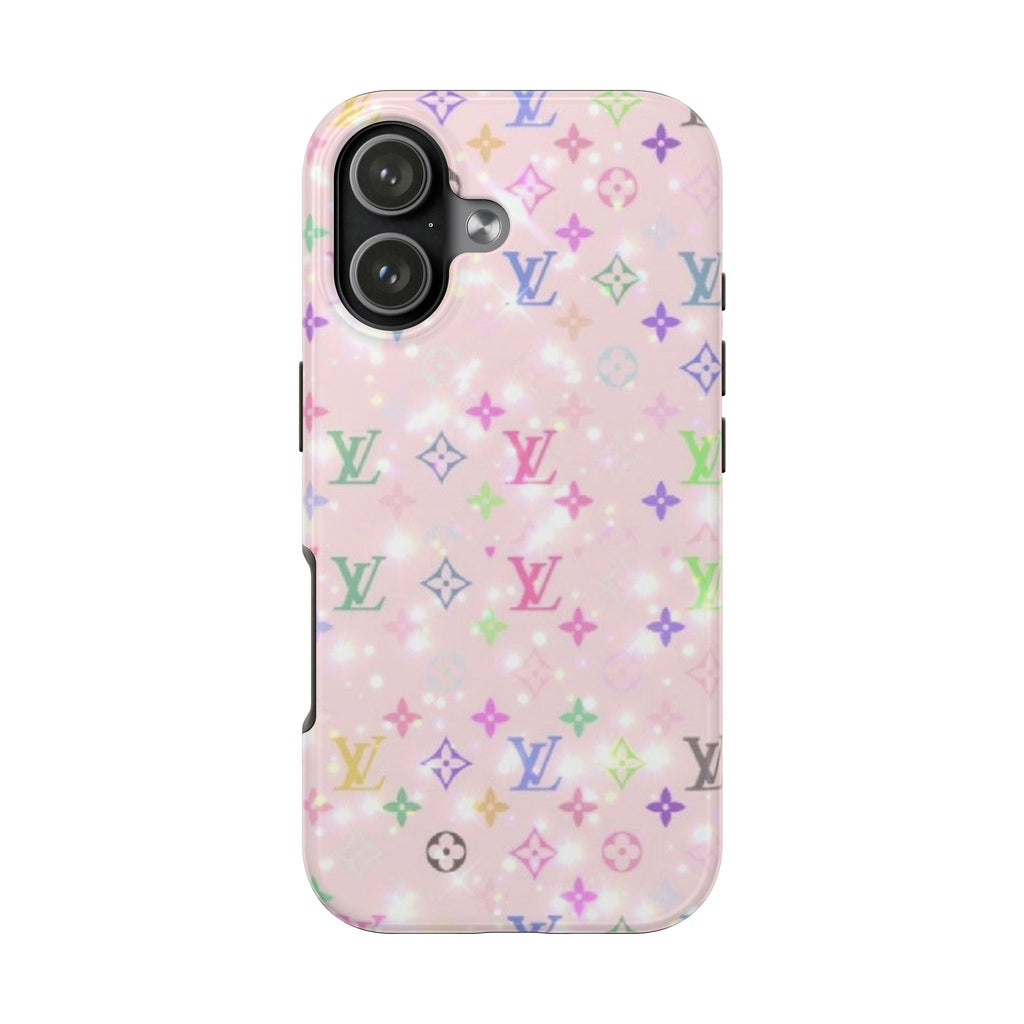 BABY PINK SPARKLE LV PHONE CASE
