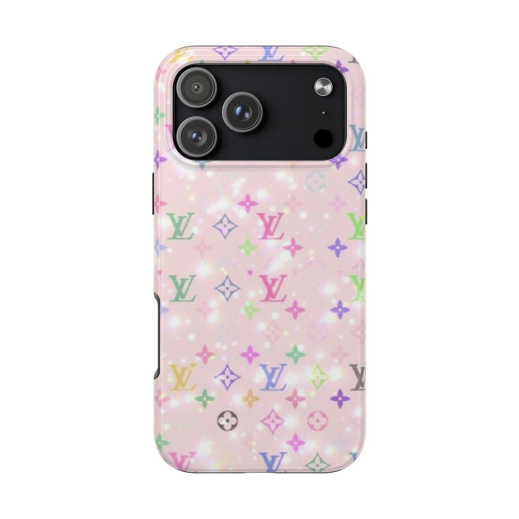 BABY PINK SPARKLE LV PHONE CASE