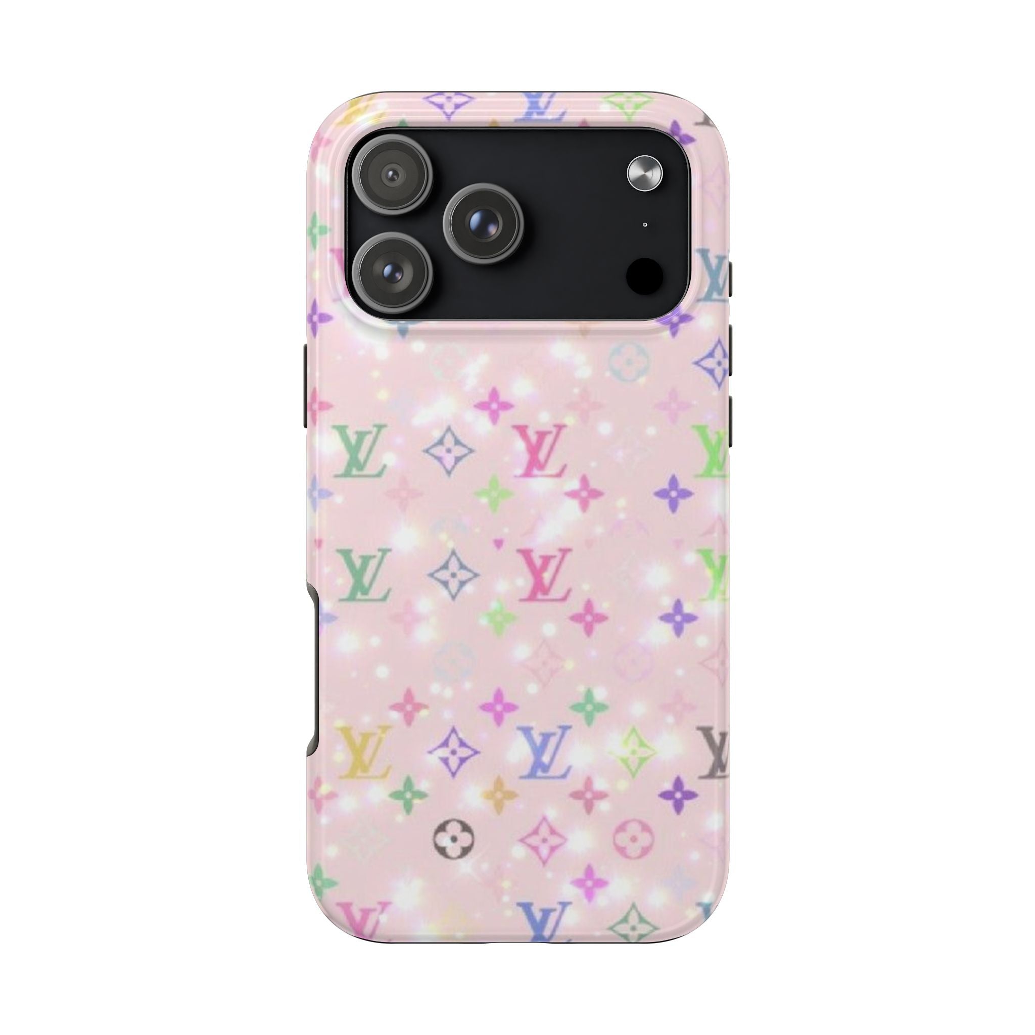 BABY PINK SPARKLE LV PHONE CASE