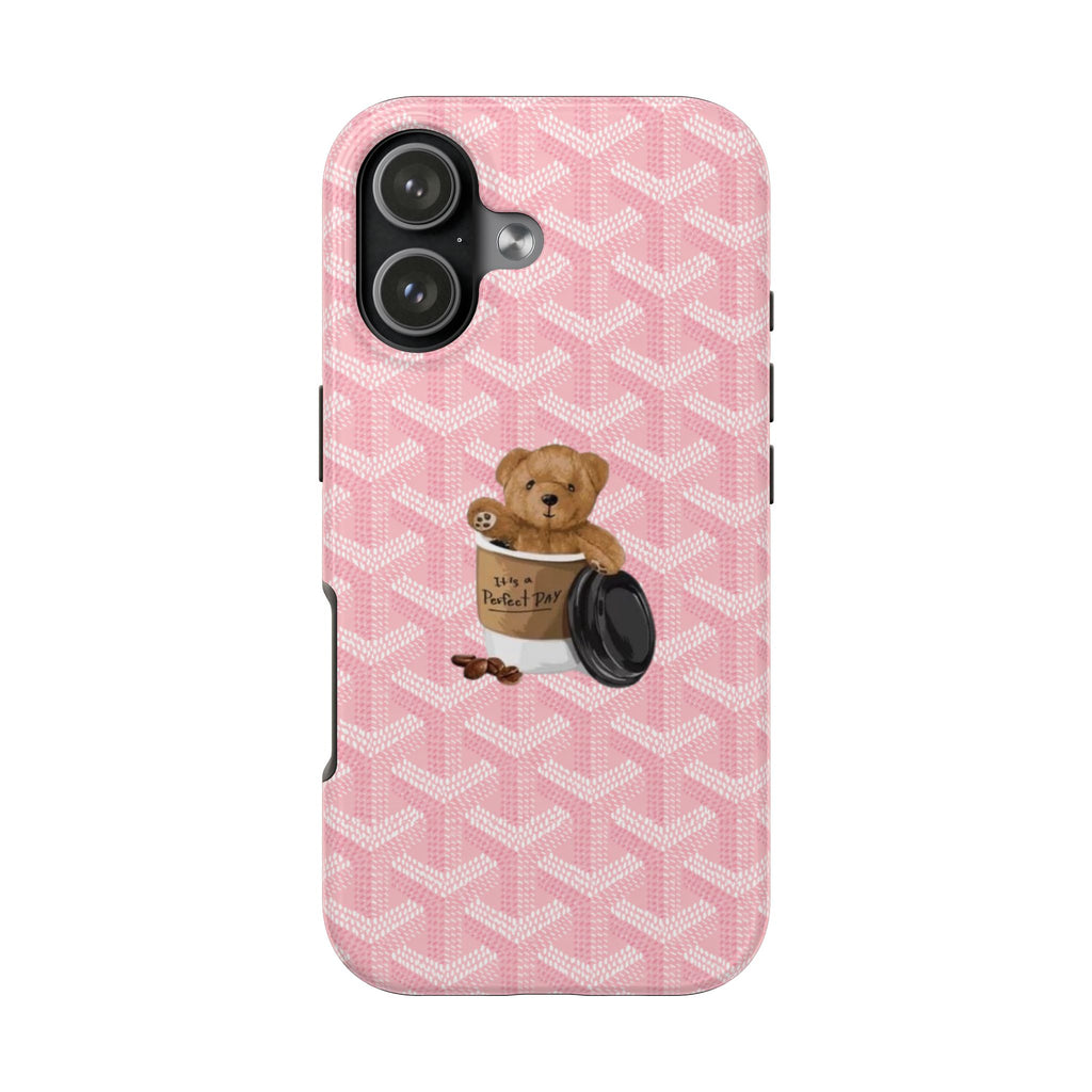 PINK GOYARD TEDDY BEAR COFFEE CUP PHONE CASE