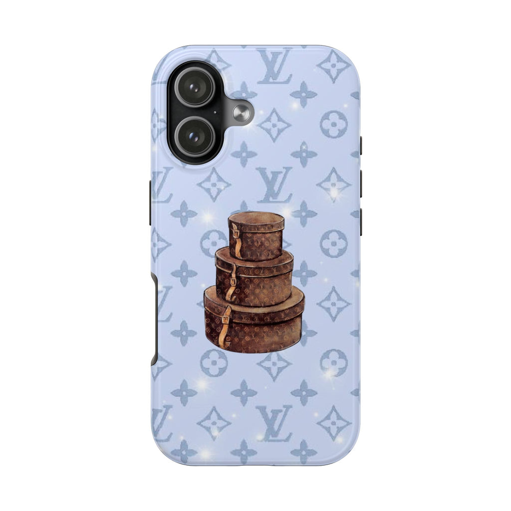 BABY BLUE LV VINTAGE SUITCASES PHONE CASE