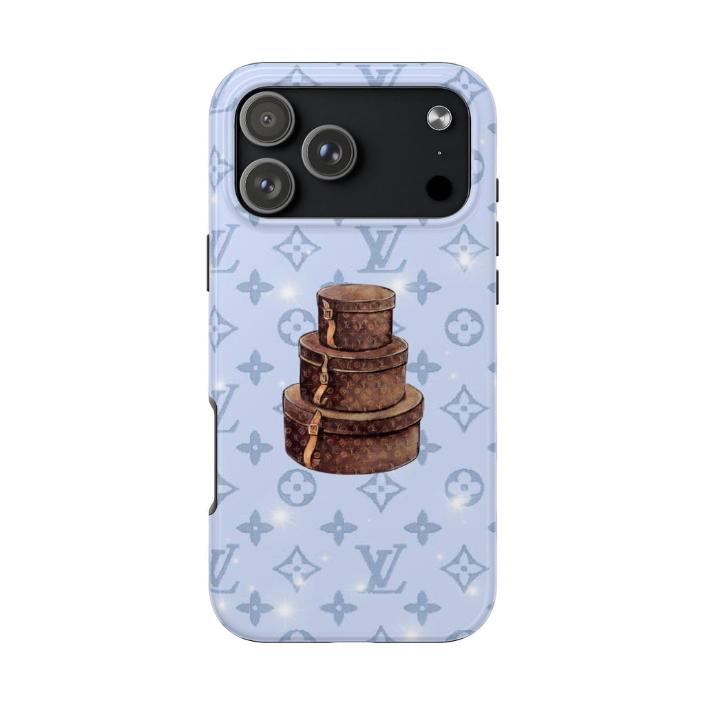 BABY BLUE LV VINTAGE SUITCASES PHONE CASE