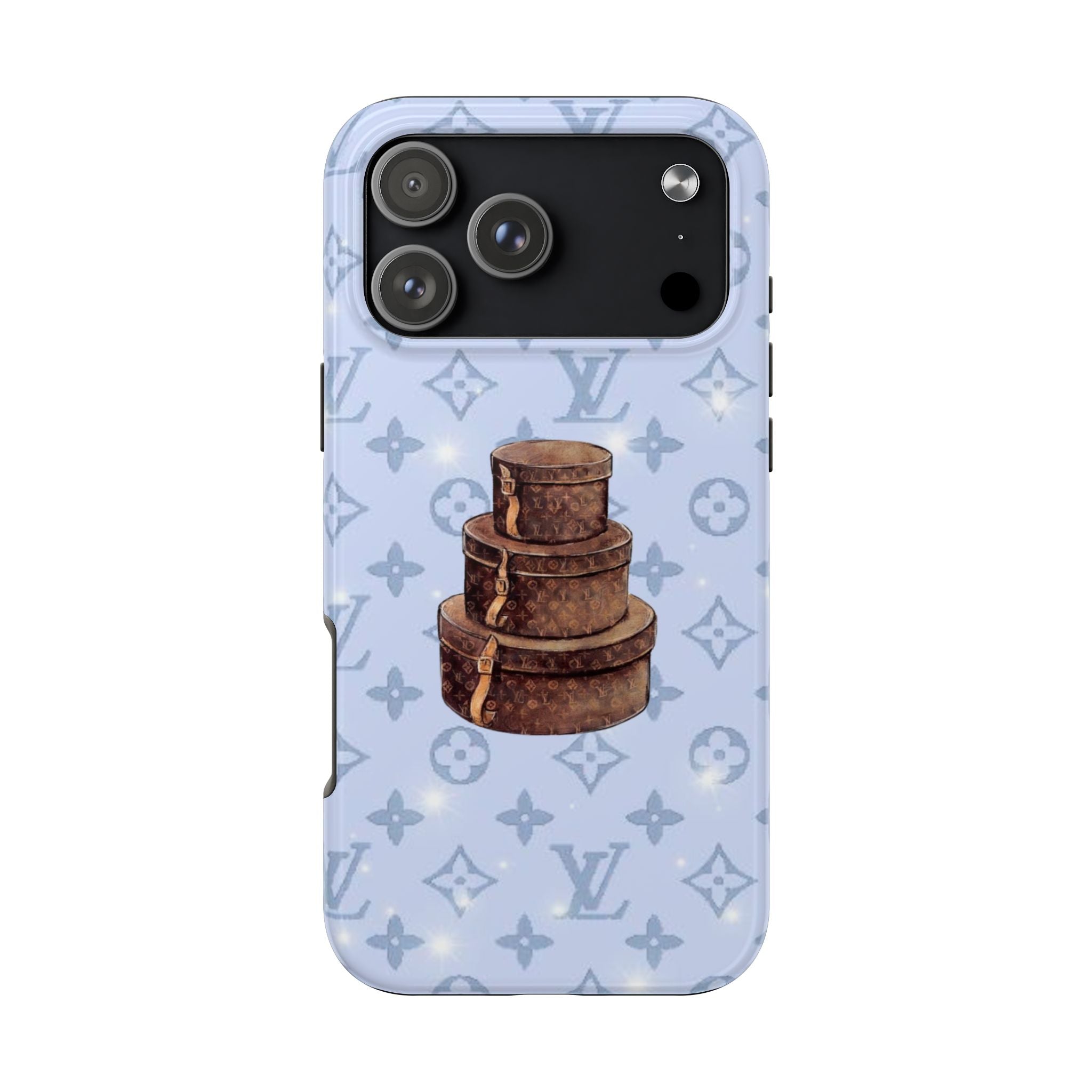 BABY BLUE LV VINTAGE SUITCASES PHONE CASE