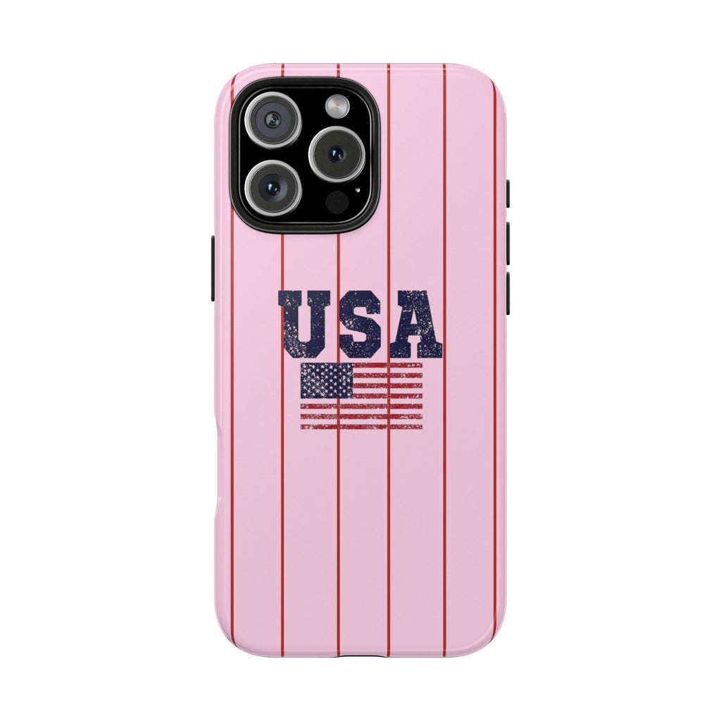 AMERICANA SUMMER PINK STRIPES USA PHONE CASE