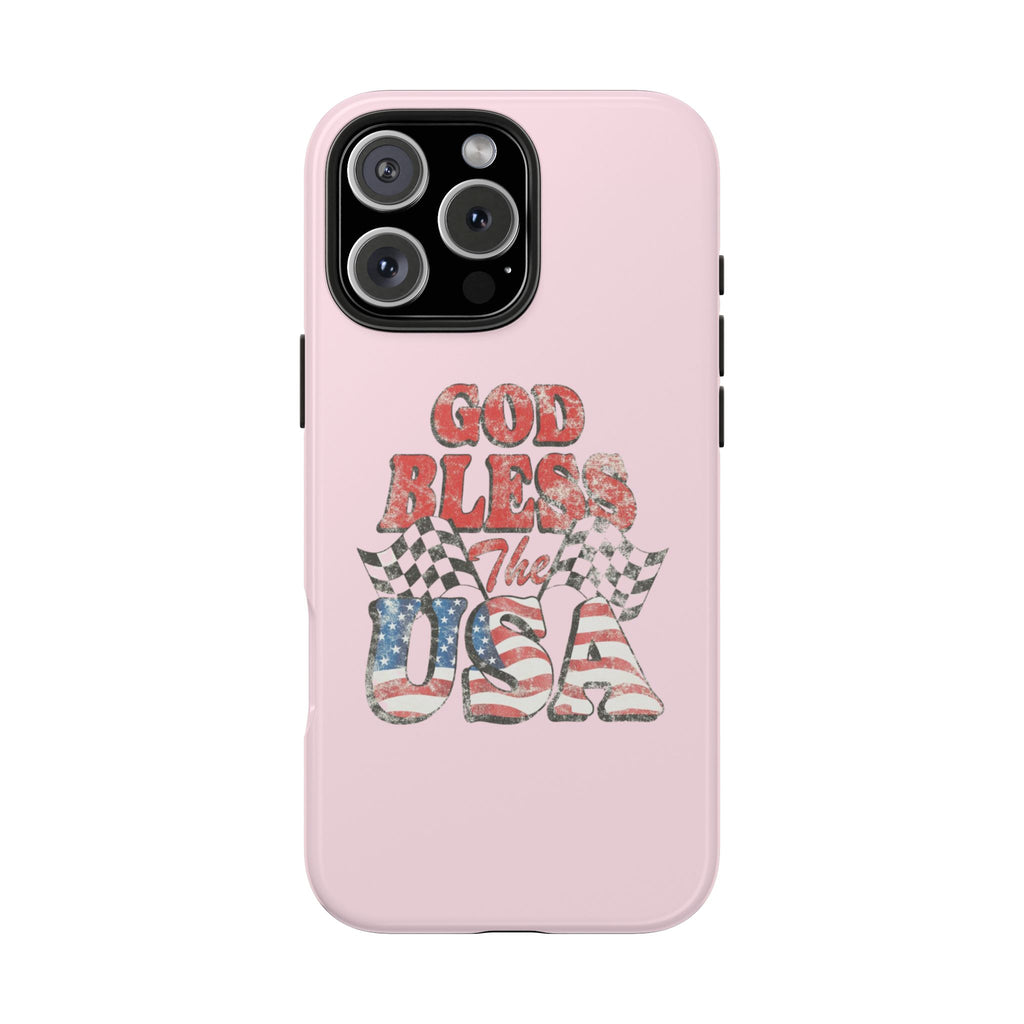 PINK GOD BLESS THE USA PHONE CASE