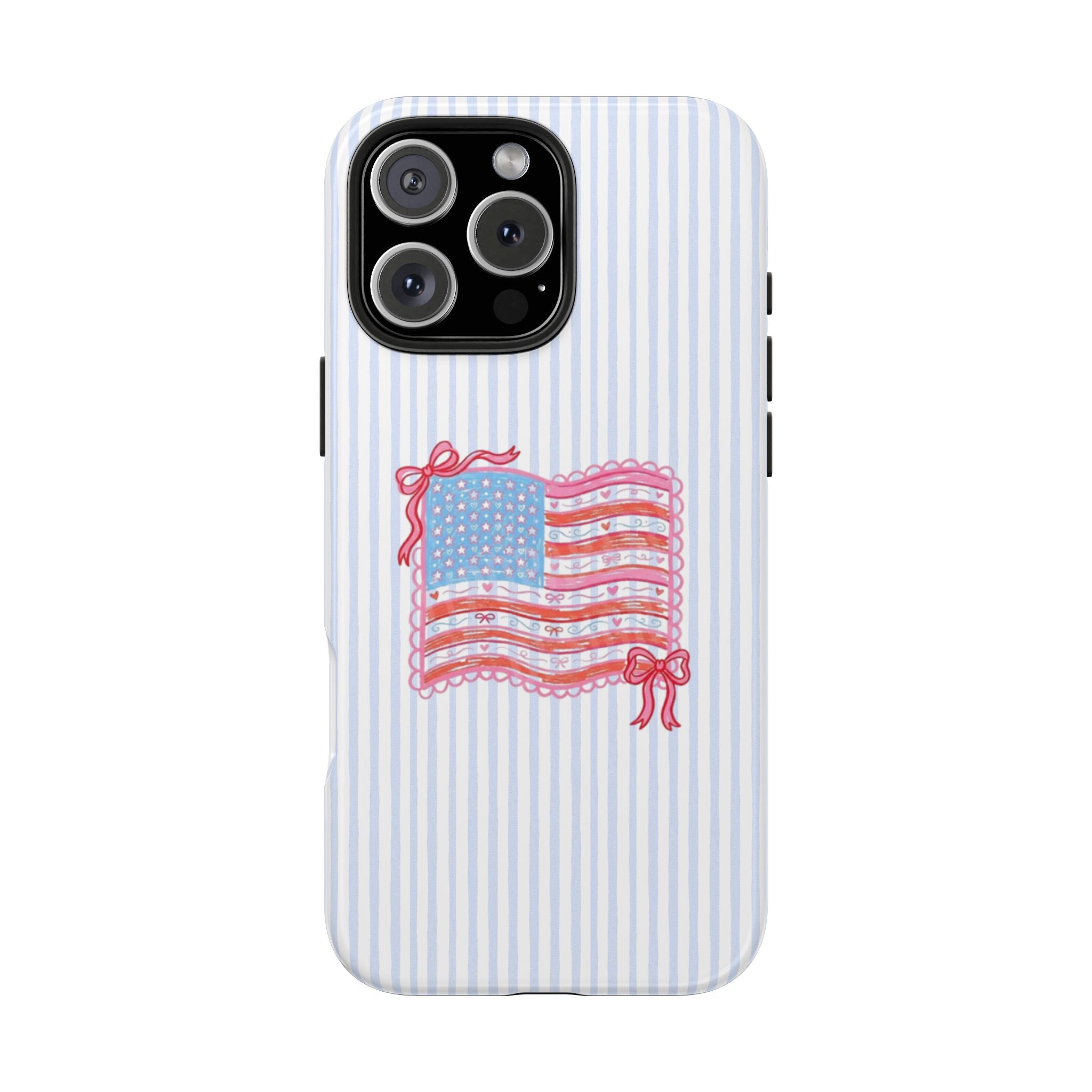 AMERICANA SUMMER BLUE STRIPES COQUETTE USA BOW FLAG PHONE CASE