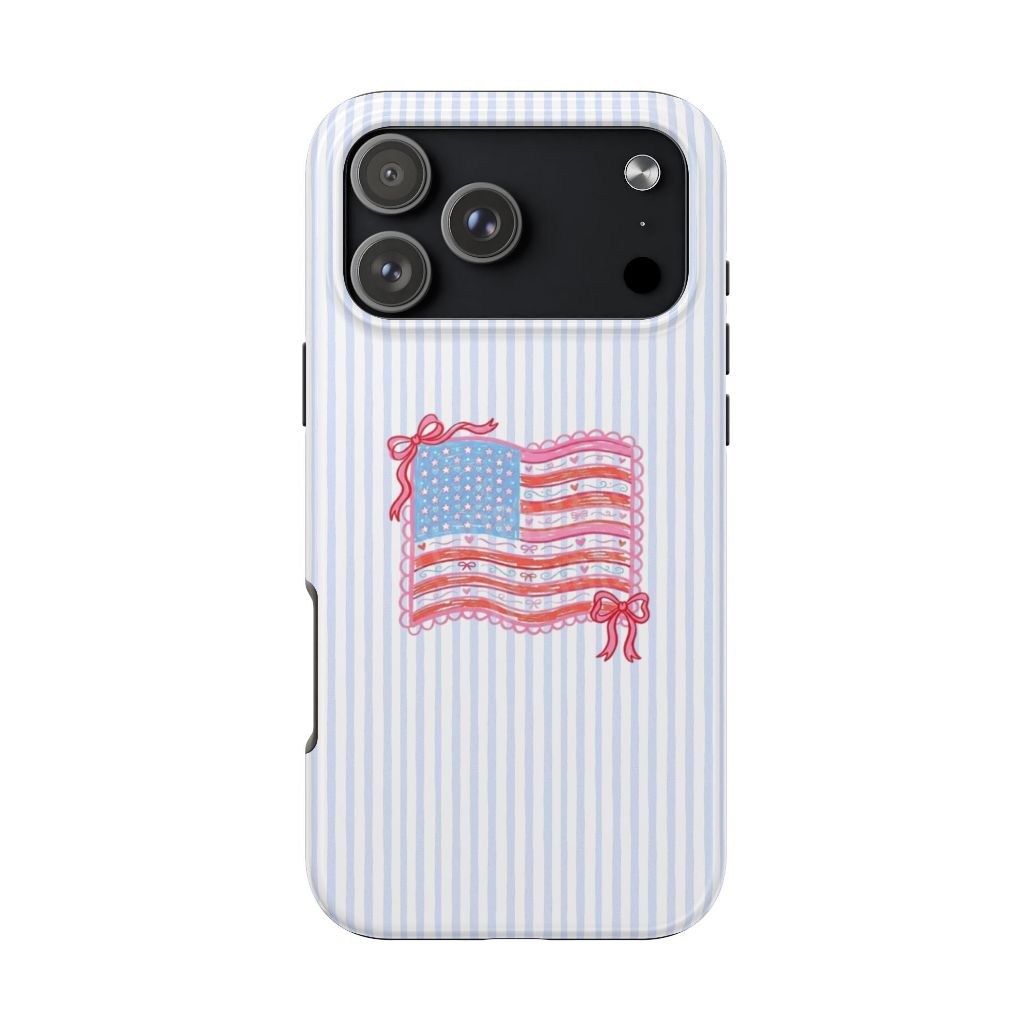 AMERICANA SUMMER BLUE STRIPES COQUETTE USA BOW FLAG PHONE CASE