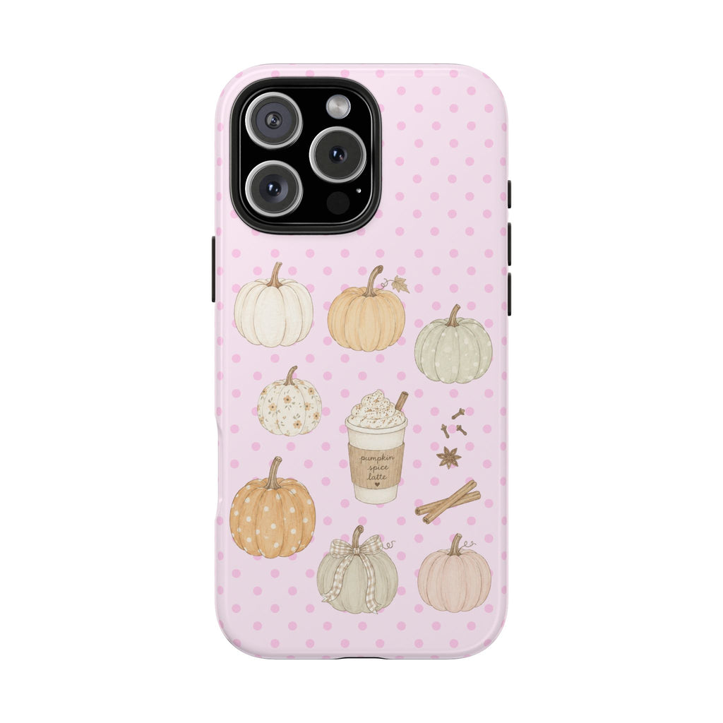 PINK POLKA DOTS COZY FALL PUMPKINS PHONE CASE