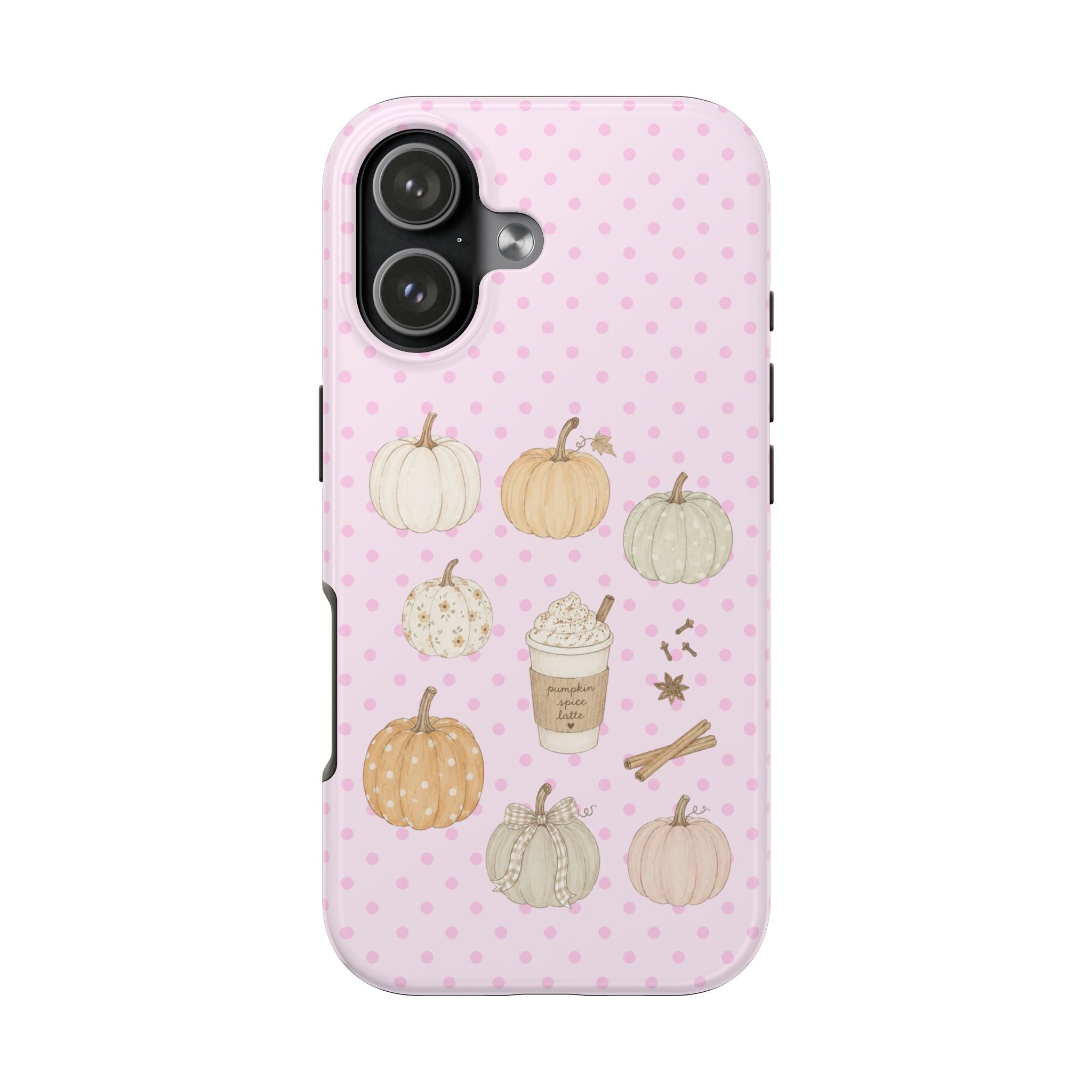 PINK POLKA DOTS COZY FALL PUMPKINS PHONE CASE