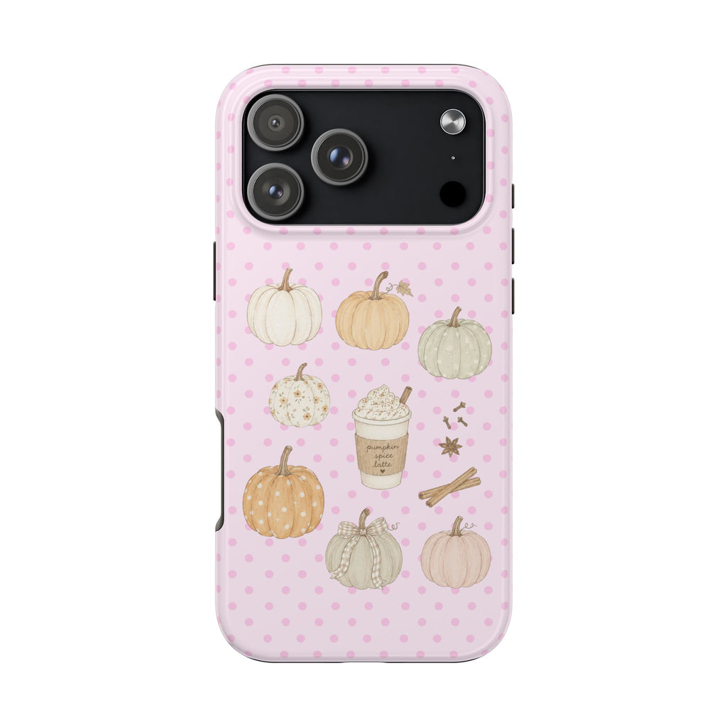 PINK POLKA DOTS COZY FALL PUMPKINS PHONE CASE