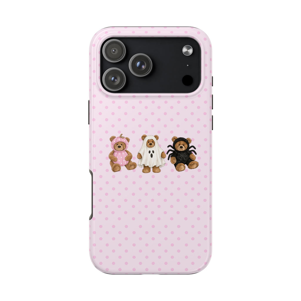 PINK POLKA DOTS HALLOWEEN TEDDY BEARS PHONE CASE