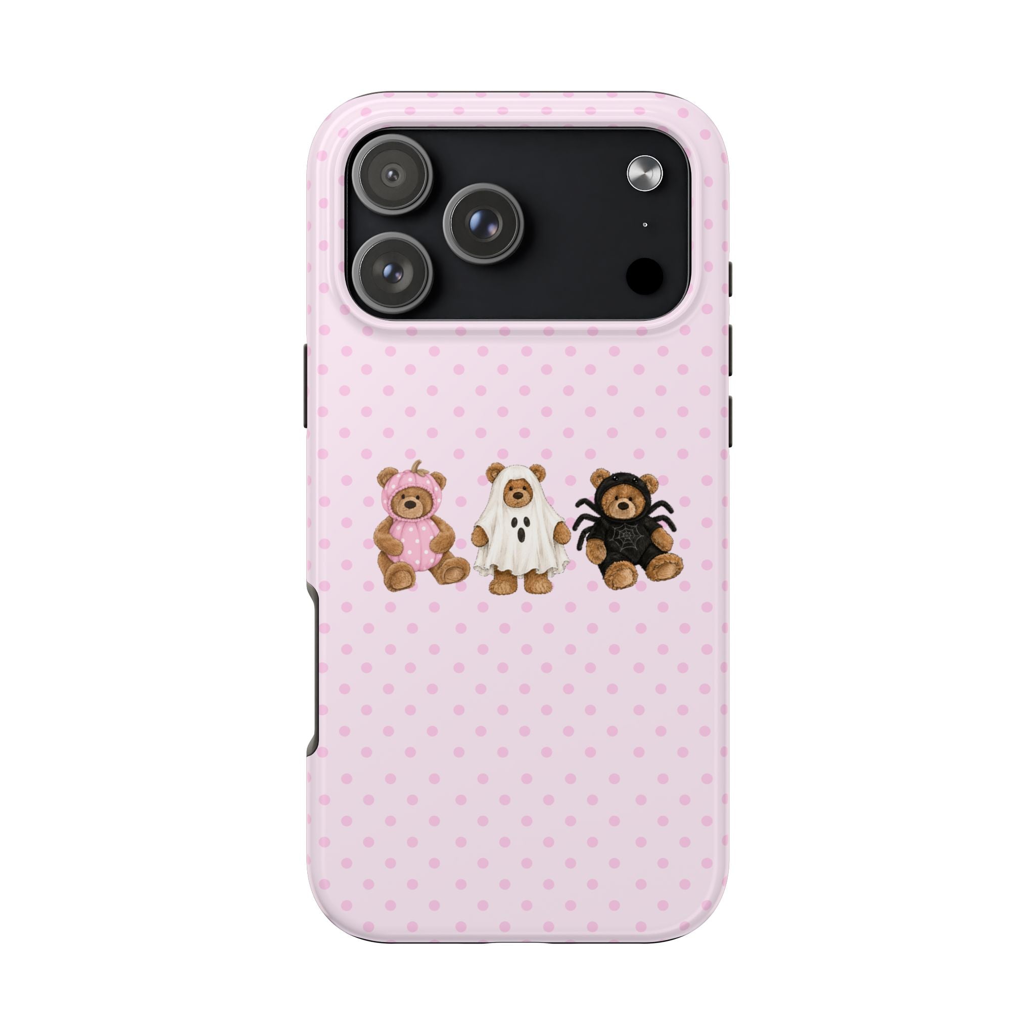 PINK POLKA DOTS HALLOWEEN TEDDY BEARS PHONE CASE